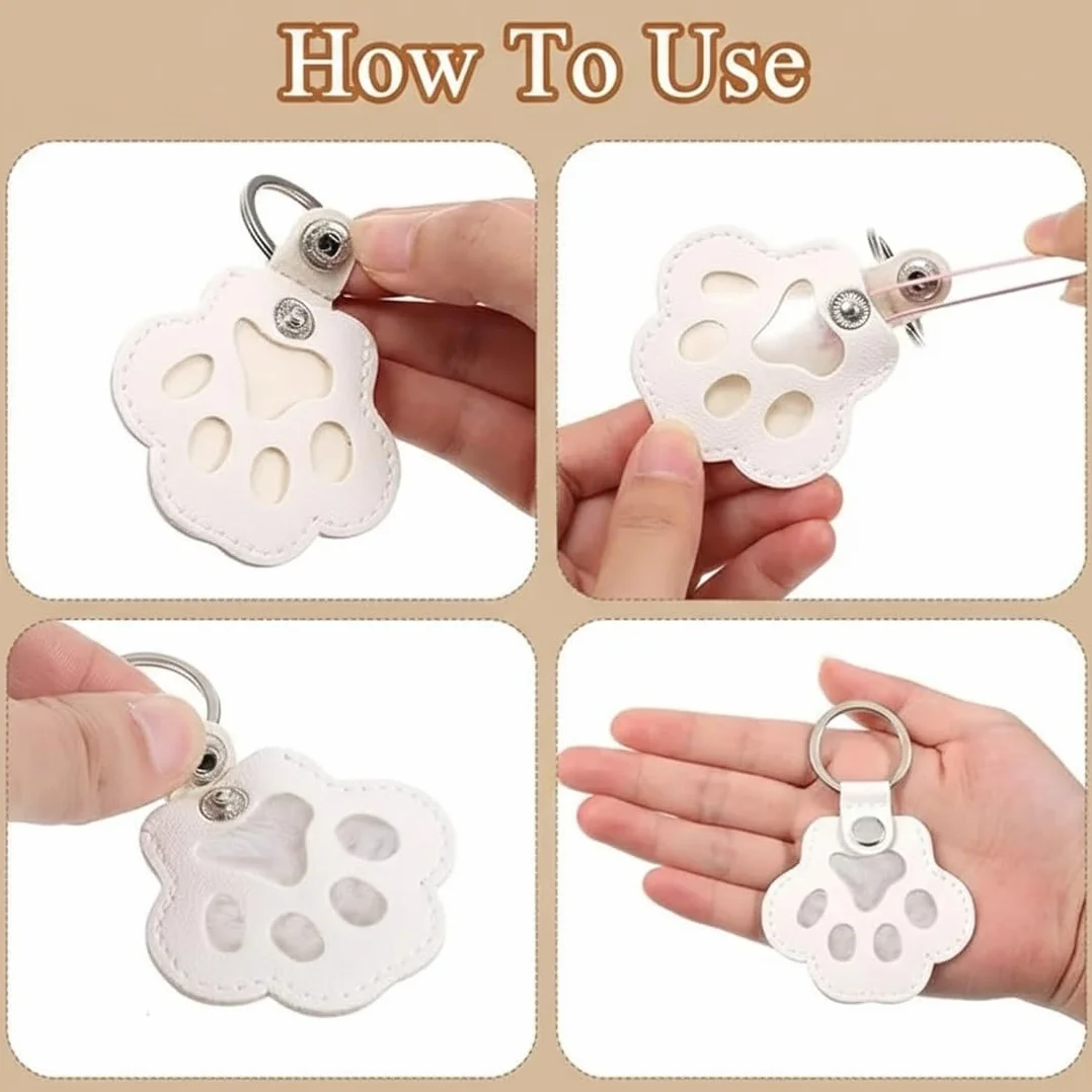 4 Portachiavi Hair, Pezzi Commemorativi in Pelo di Cane, Charms Borse, Contenitore Conservare, Dog-Shaped Keepsake per Pet Hair Storage, Regali Amanti degli Animali Domestici