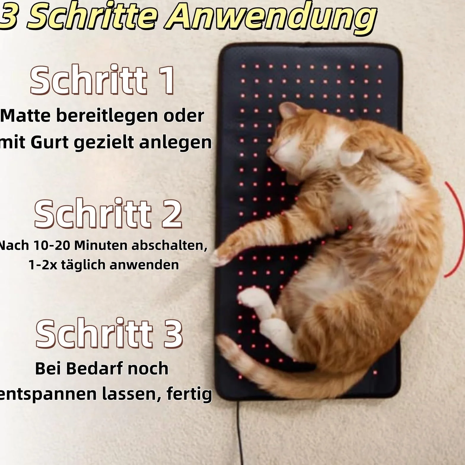 FellStern - Tappetino terapia a luce rossa per cani e gatti, 660 nm e 840 nm per terapia con luce rossa a infrarossi, supporto per dolori e articolazioni, terapia termica sicura, facile da