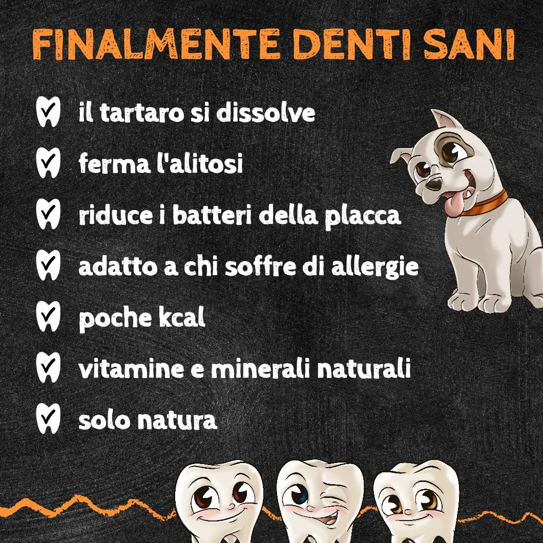 QCHEFS Dental Flakes per Cani - Snack per la Cura dei Denti - Rimuovere Il tartaro - per Chi soffre di allergie - Contro l'alito Cattivo e Le gengiviti - Antibatterico