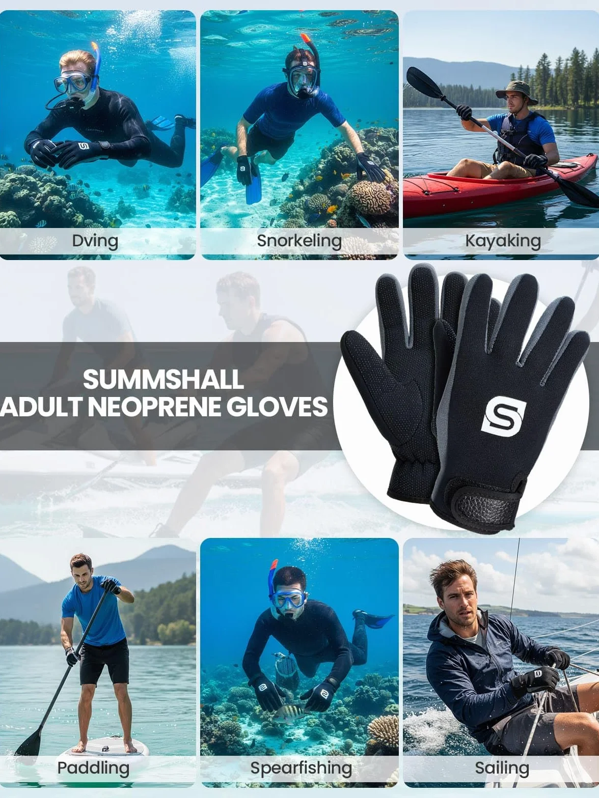 Guanti in neoprene da 2 mm, mantengono caldi e flessibili, con impugnatura antiscivolo, guanti da muta per donne e uomini, per immersioni, snorkeling, surf e sport acquatici