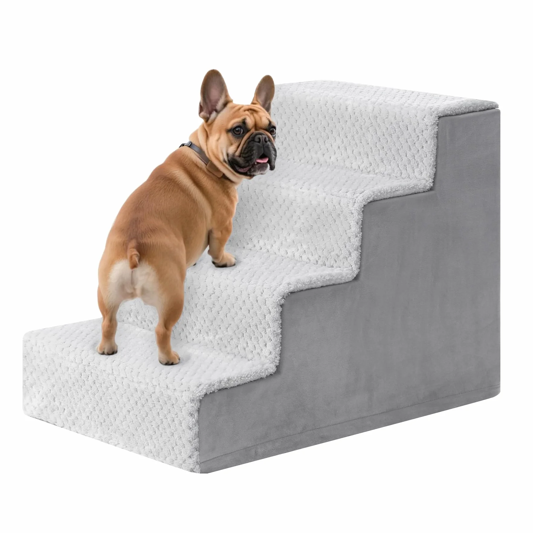 Scala per cani di piccola taglia alta 44 cm con rivestimento lavabile rimovibile antiscivolo per letto divano grigio