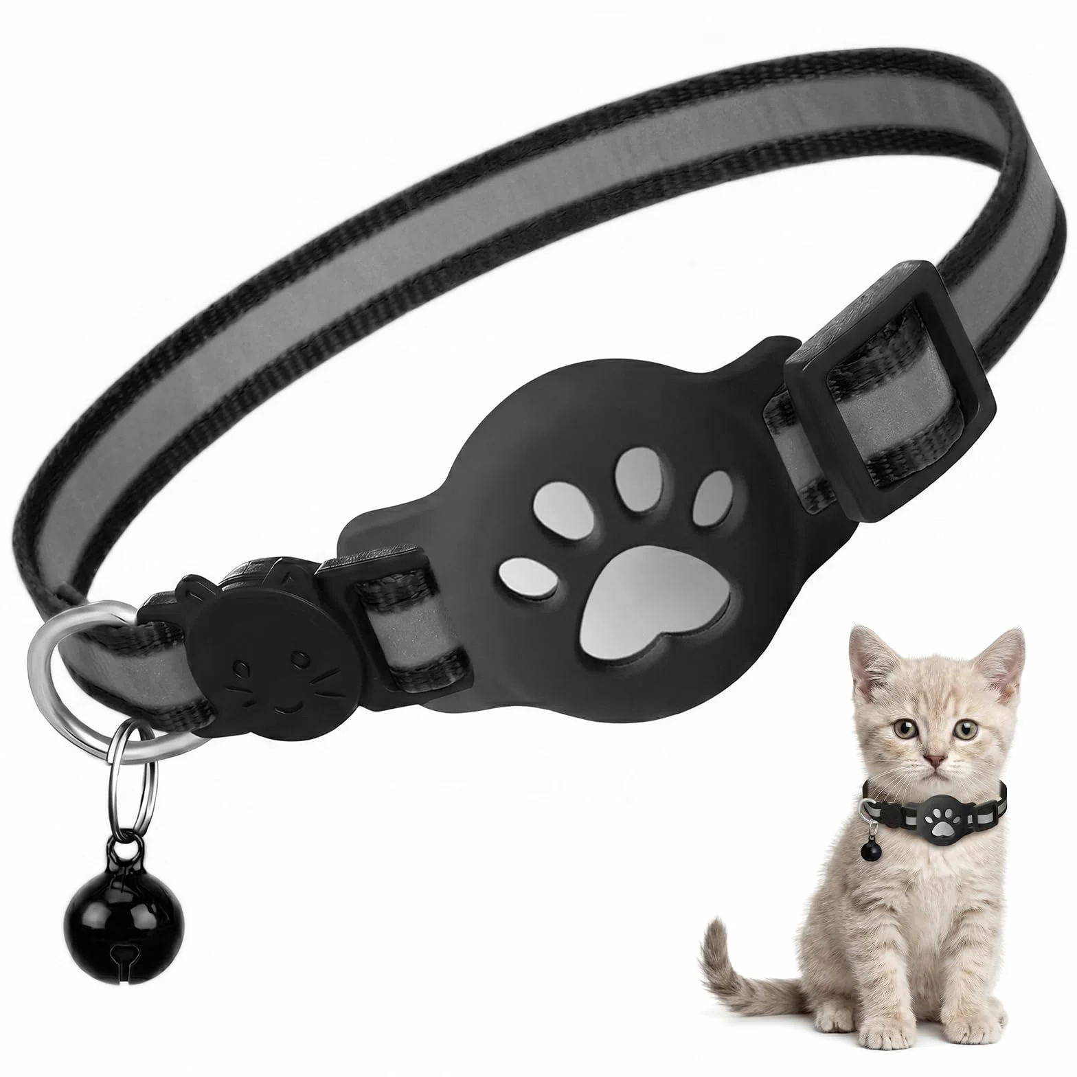 1 Collare Gatto per Airtag con Riflettente, Collare Elastico per Gattini con Supporto Compatibile con Airtag, Set 1 Rosso, Accessorio per Animali, Protezione e Sicurezza