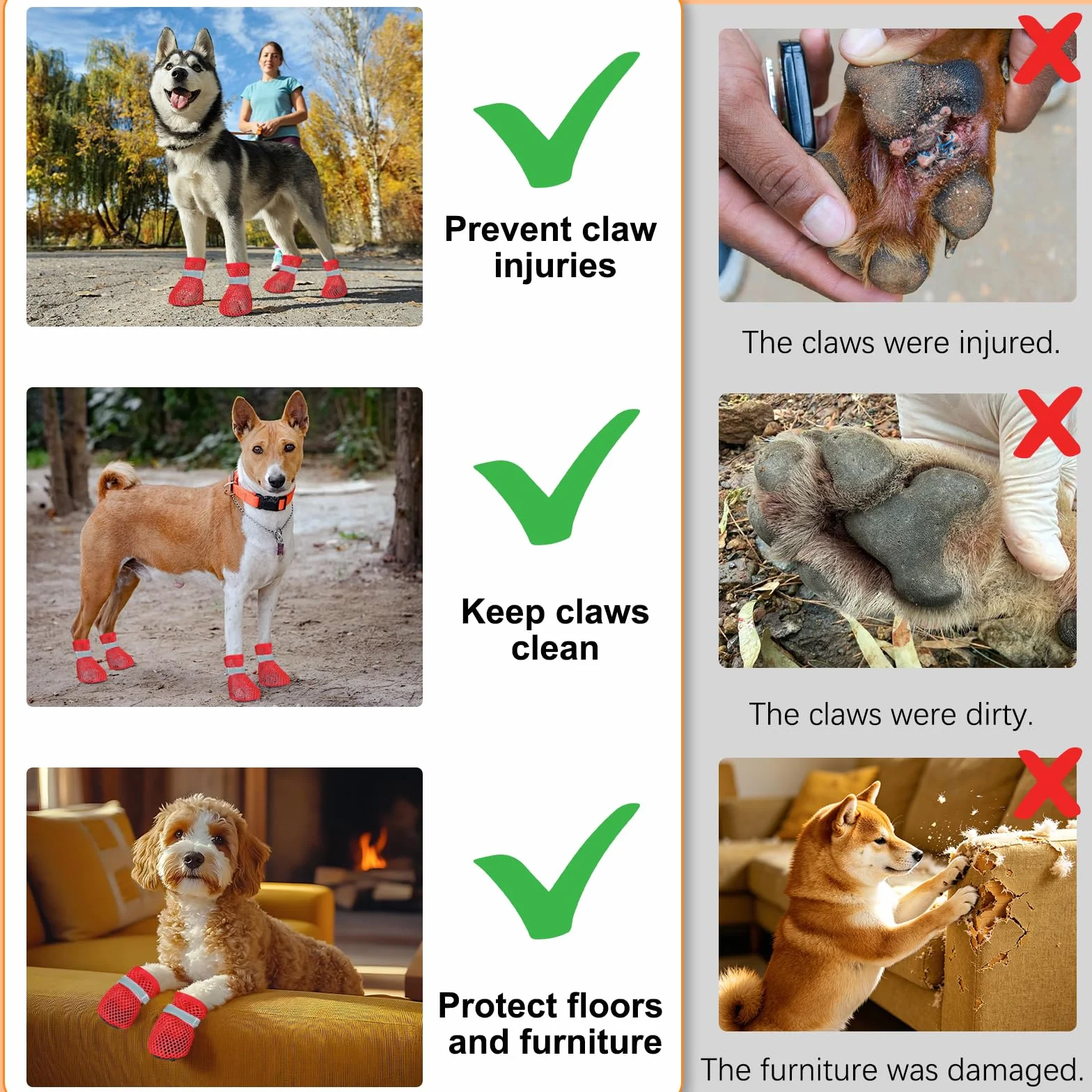 Scarpe Estive per Cani Antiscivolo Traspiranti Confortevoli Rosso