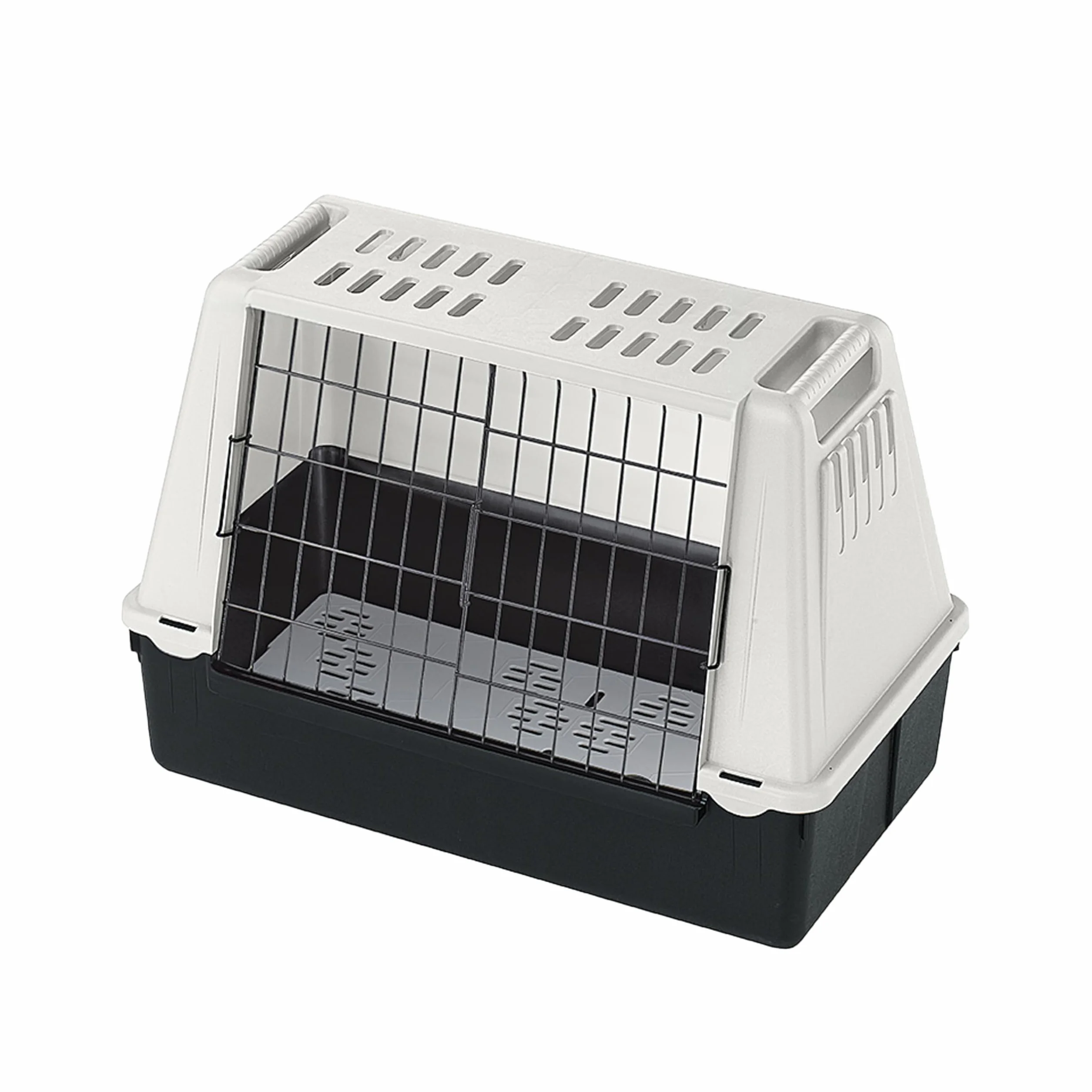 Ferplast ATLAS CAR MINI Trasportino per Cani da Auto con Tappeto Drenante, Maniglie, Griglia Ventilazione, Doppia Apertura Scorrevole con Chiusura Sicura, Max 10 kg, 72 x 41 x h 51 cm