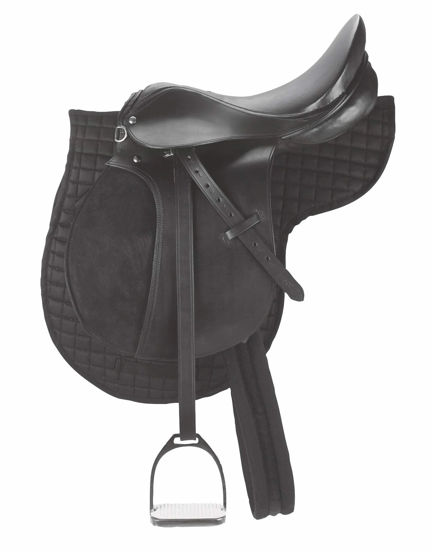 Covalliero Set Sella Haflinger, Nero, 17,5 Pollici, Larghezza Sella 34,5 cm, Lunghezza sottopancia 125 cm, Comodo, buona vestibilità, Include sottosella