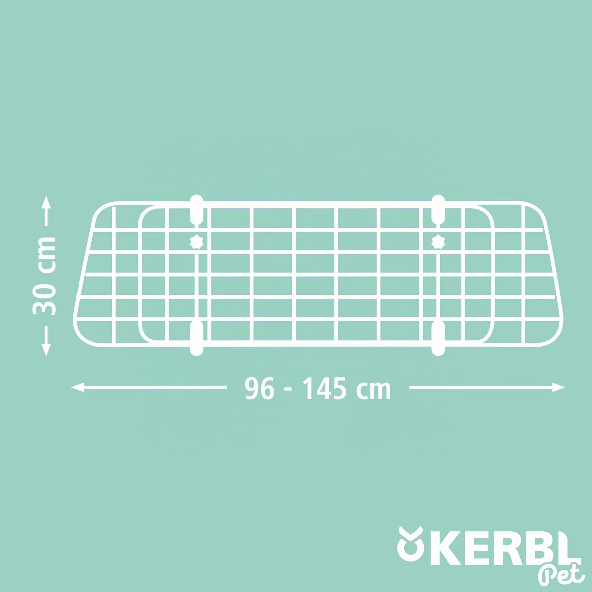 Kerbl Cancelletto di Sicurezza per Auto, Protezione Trasporto, Divisorio, Nero, 30 cm, 96-145 cm, Metallo, Cani, Larghezza Regolabile