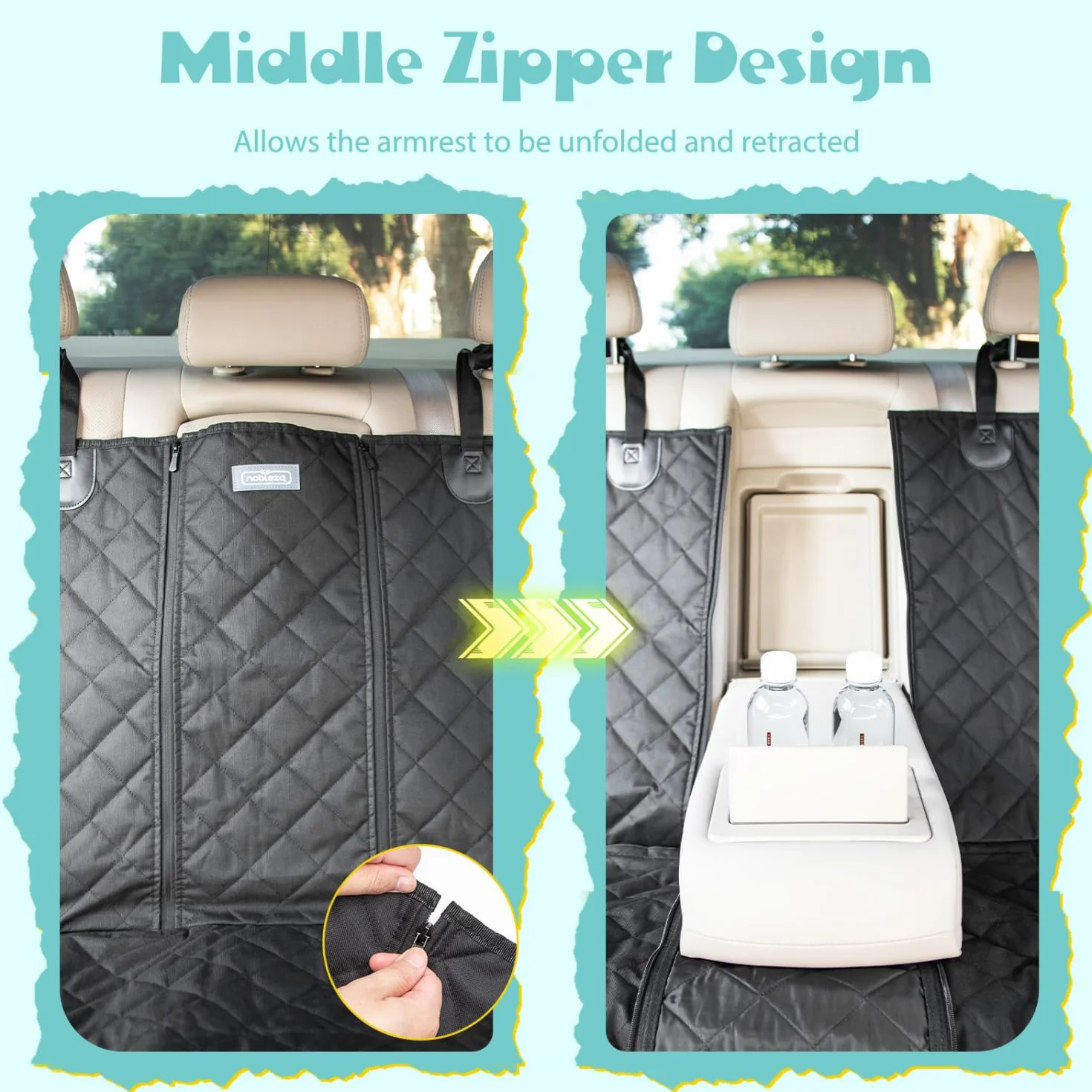Nobleza Telo Auto per Cani, Coprisedile Auto per Cani Compatibile con Braccioli, Telo Macchina per Cani Impermeabile Antigraffiato e Antiscivolo, 137×121CM Coprisedile Posteriore Auto Universale