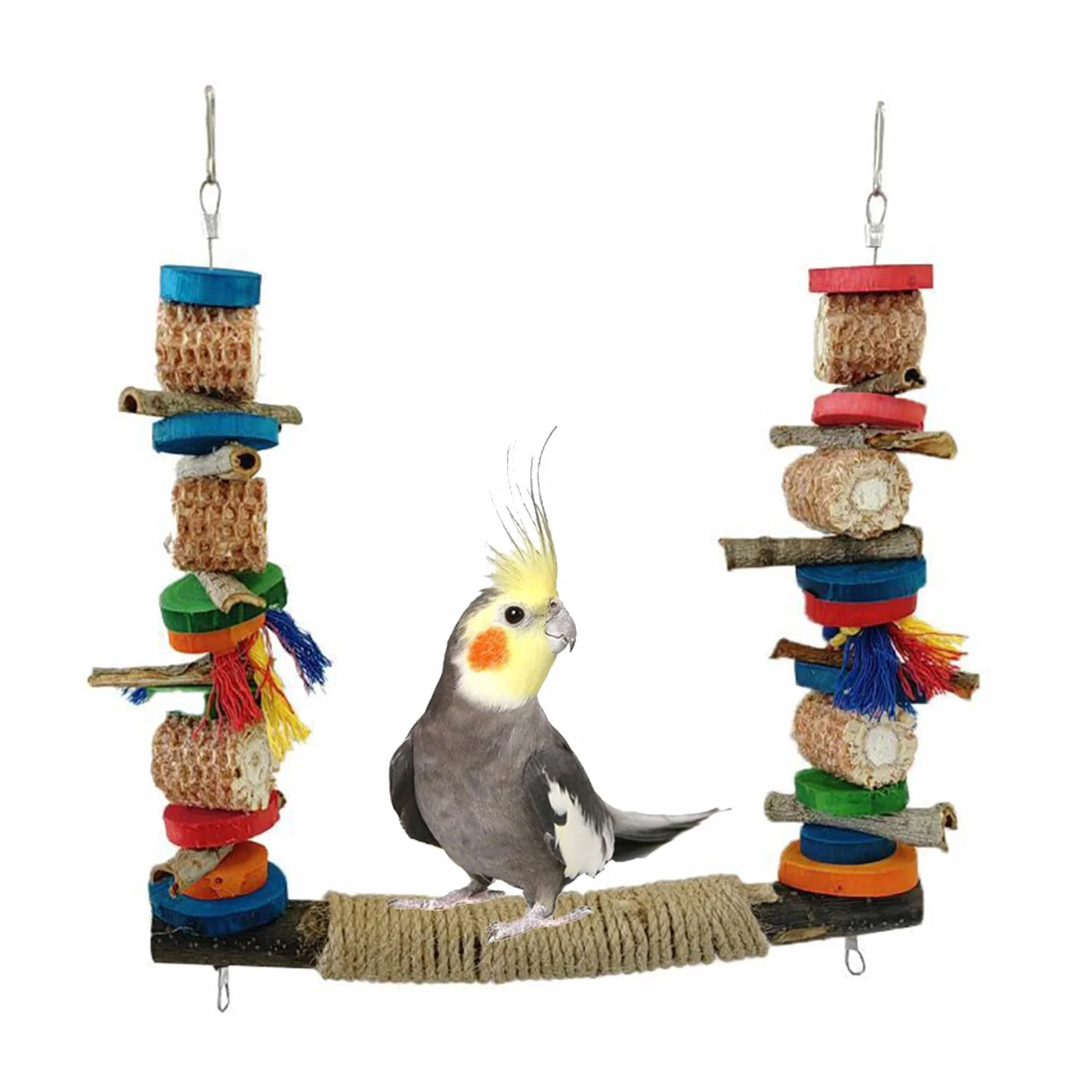 Giocattoli per Uccelli in Legno - Altalena Pappagallo Appeso per Gabbia, Accessori da Arrampicata