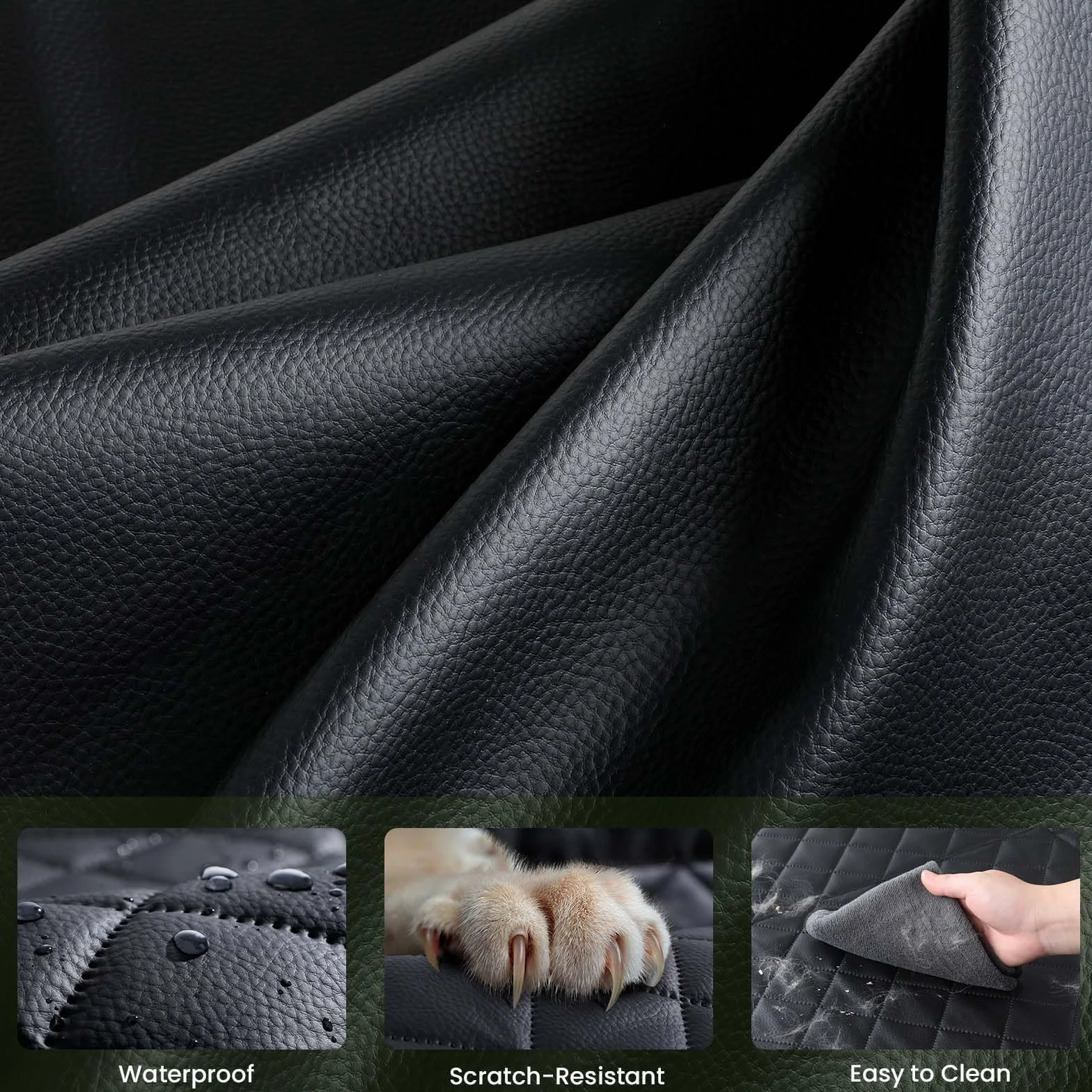 Pecute Coprisedile Auto per Cani con Fondo Duro,2025 Aggiornato Materia, 3-in-1 Auto Telo & Estensore & Barrier, Impermeabile Antigraffio, Texture Divano, Fino a 150 kg