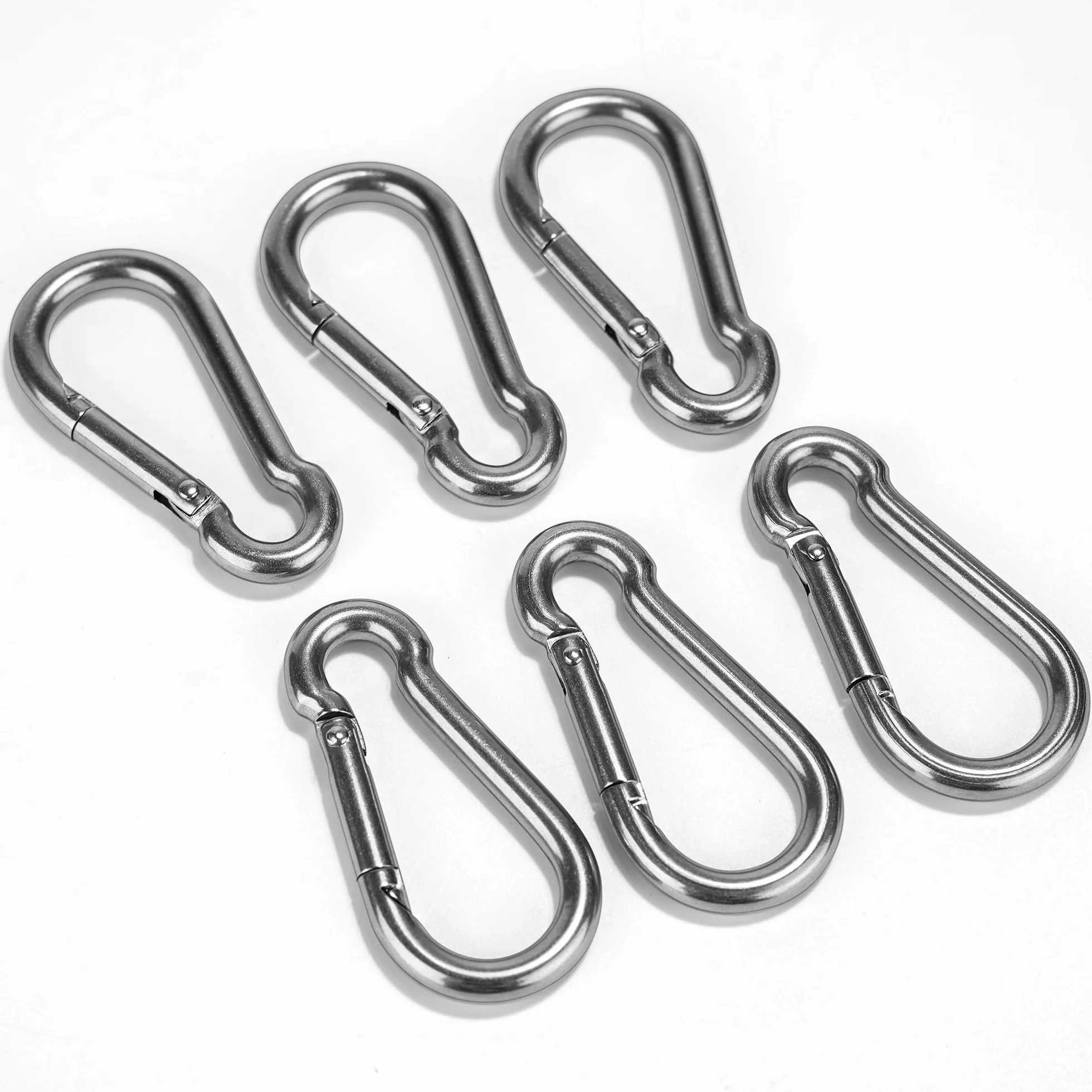 6 portachiavi a moschettone, moschettone con chiusura a scatto, portachiavi, moschettone, moschettone in acciaio inox, per campeggio, pesca, escursionismo o viaggi
