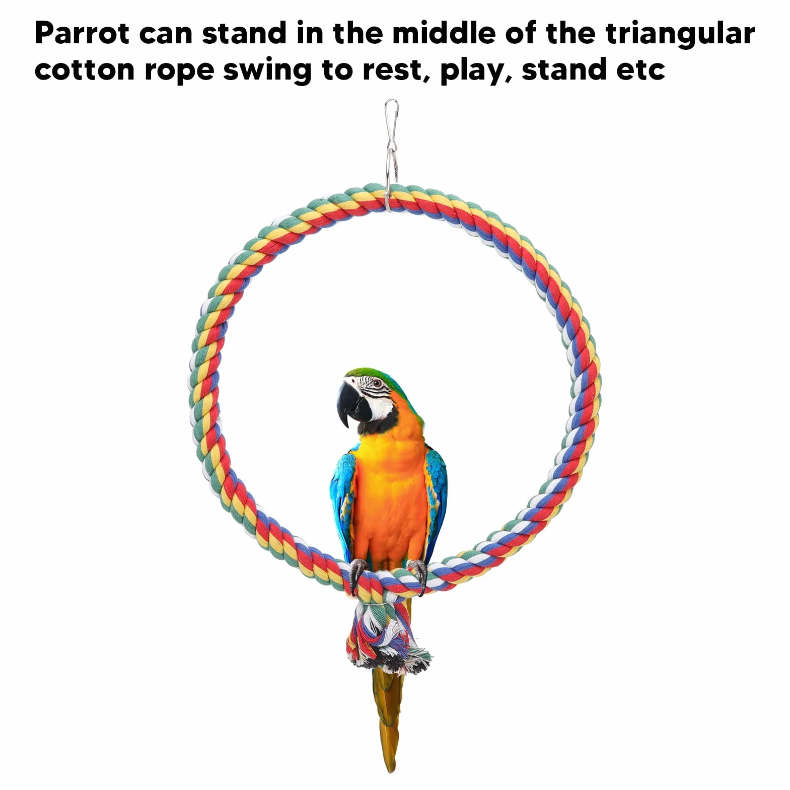 Altalena per Pappagalli con Corda di Cotone - Cerchio da Arrampicata per Uccelli - Misure Piccole e Grandi