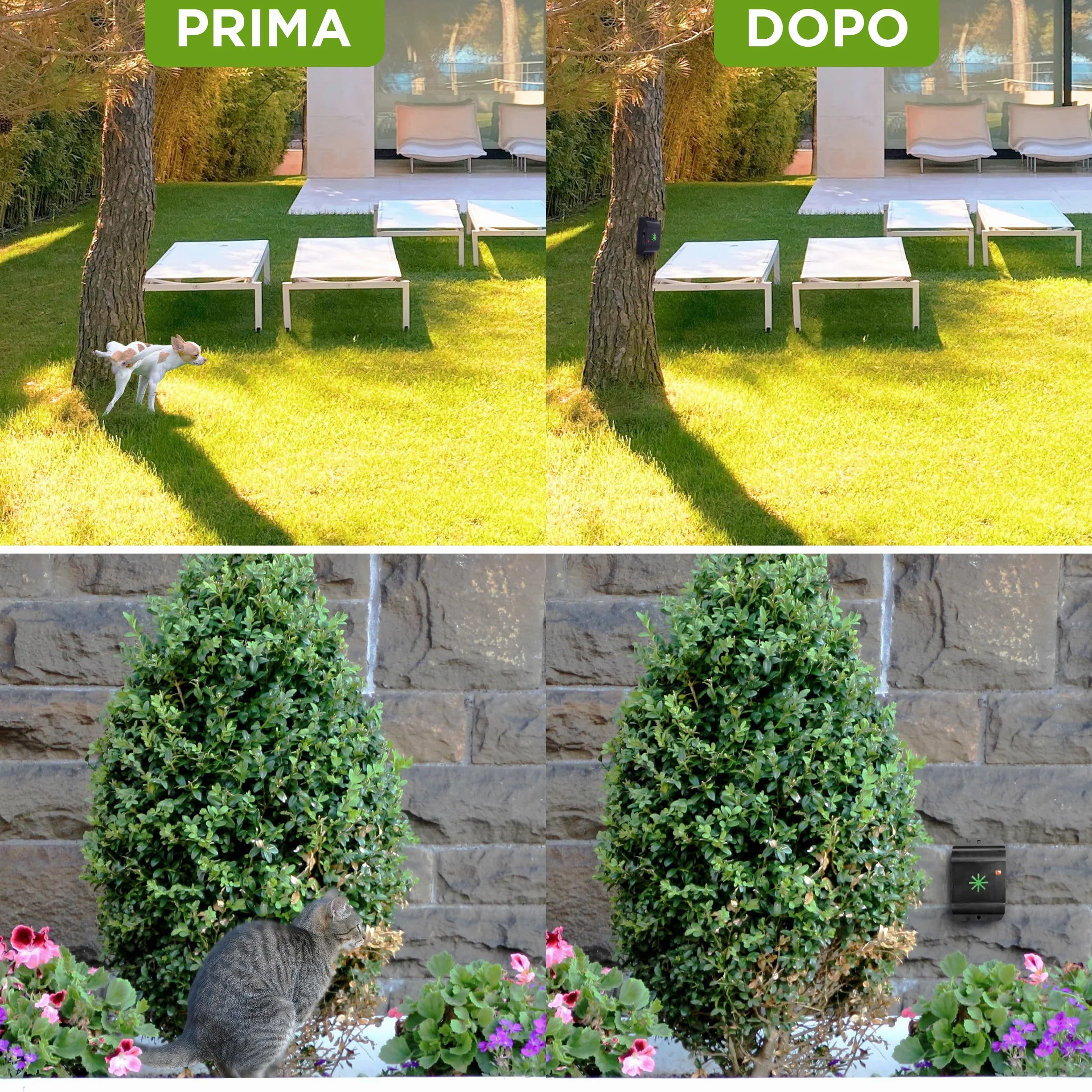 ISOTRONIC repellente animali ultrasuoni gatti cani dissuasore fienile giardino auto garage batteria raggio 40m² 3 pezzi efficace esterno interno protezione difesa mobile impermeabile stop parassiti