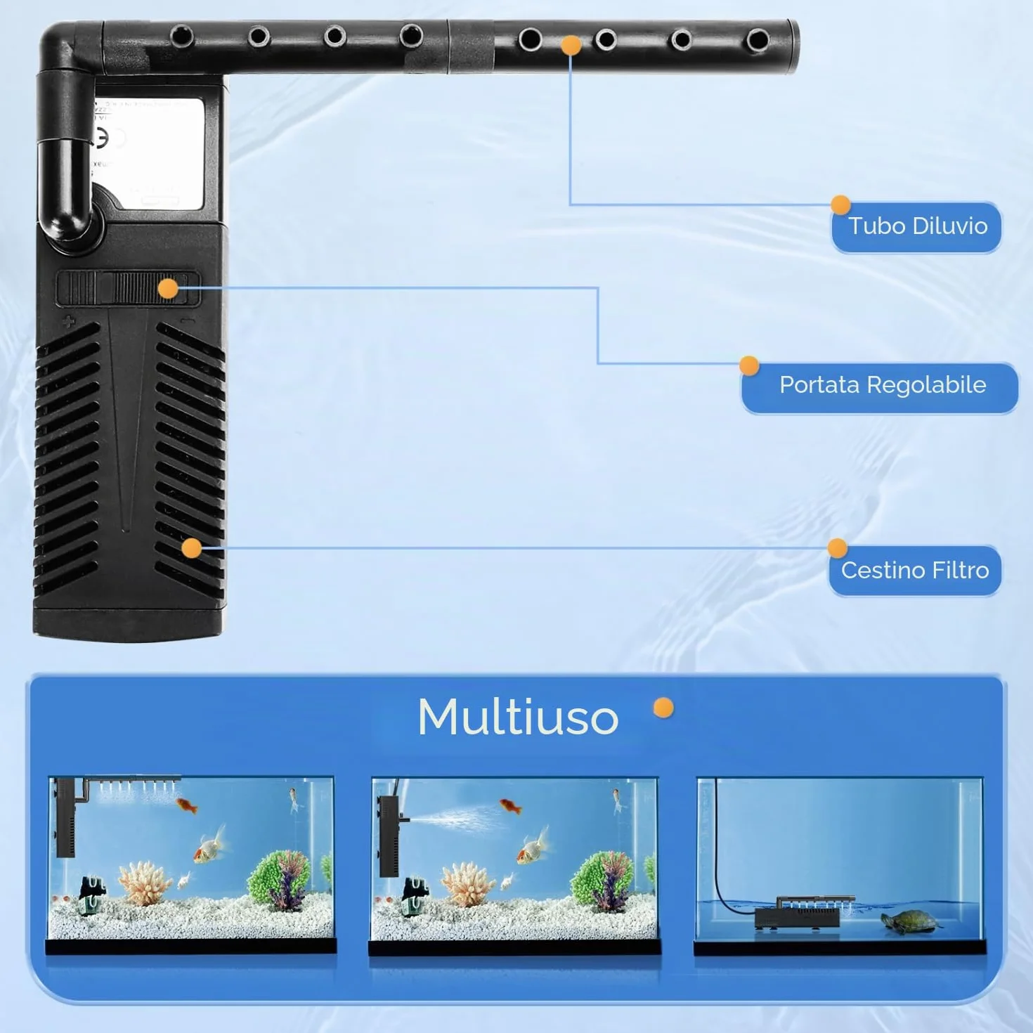 Nobleza Filtro Interno per Acquario 5W 230L/H Silenzioso Potente 20-50 Litri