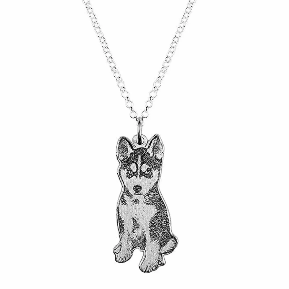 Personalizzabile collana con ciondolo foto nome animali domestici gatto cane argento