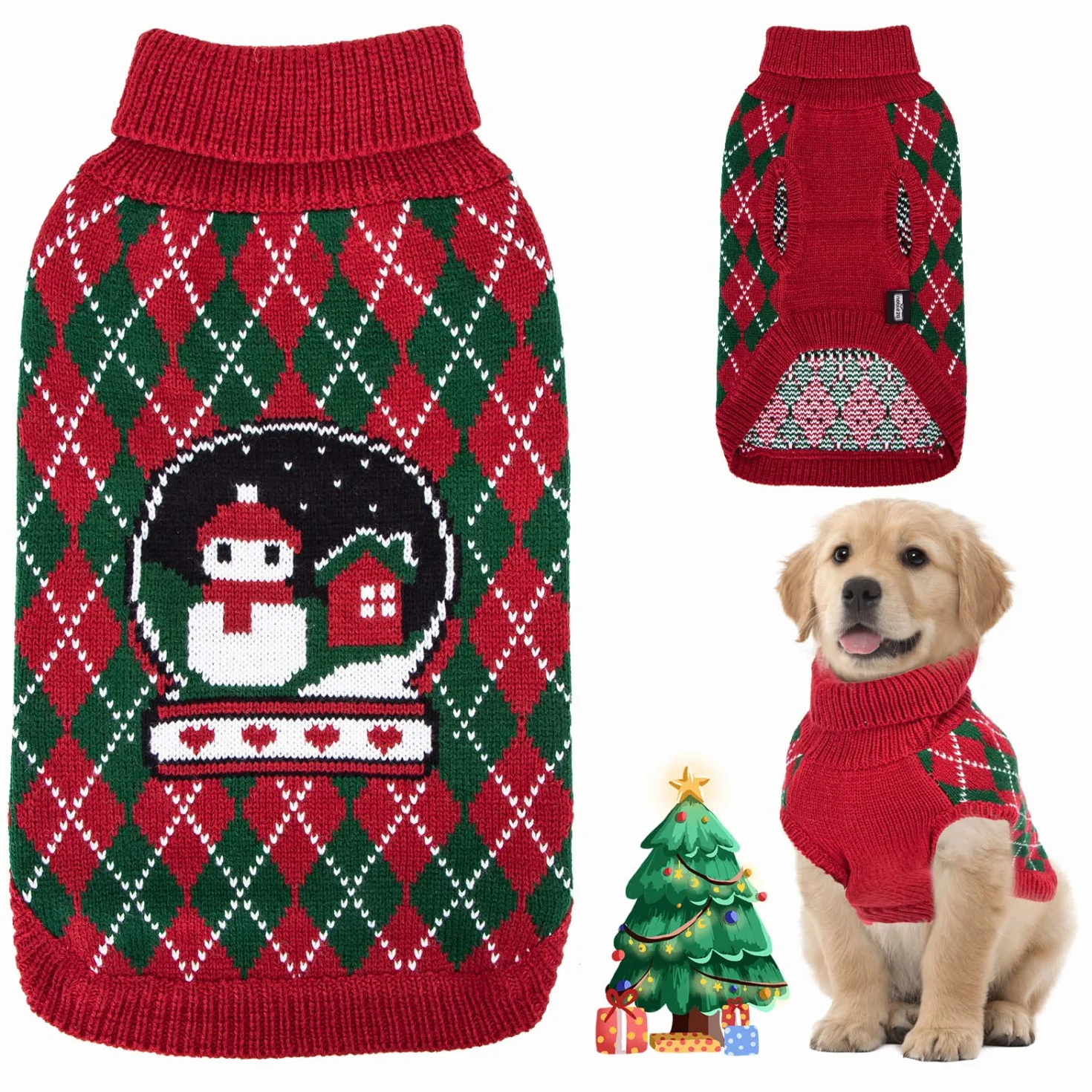 Nobleza - Maglioncino Cane Natale, Vestiti Gatto Cane, Natale Animale Domestico Costume, Pullover Autunnali per Cani, Maglia per Cani di Taglia Piccola o Media, L