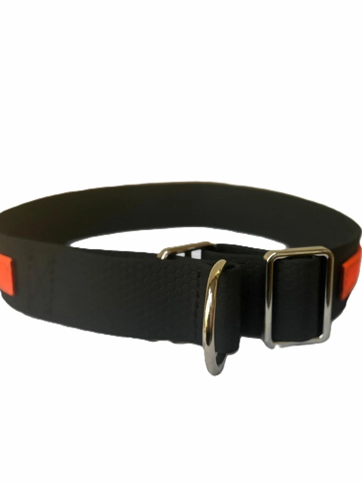 Collare a scorrimento limitato BIOTHANE-HEXA NERO-ARANCIO FLUO L