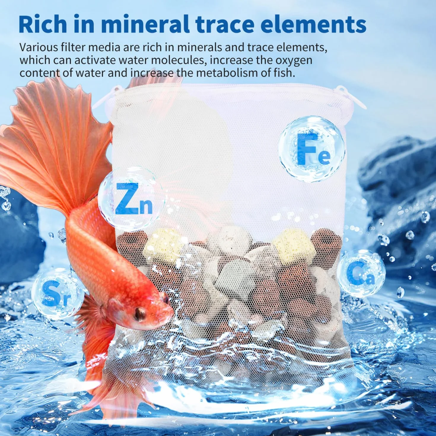Nobleza - 12 in 1 Materiale Filtrante Acquario, Anelli in Ceramica, Filtro Poroso, Filtro Biologico per Acquari e Vasche per Pesci (500g)
