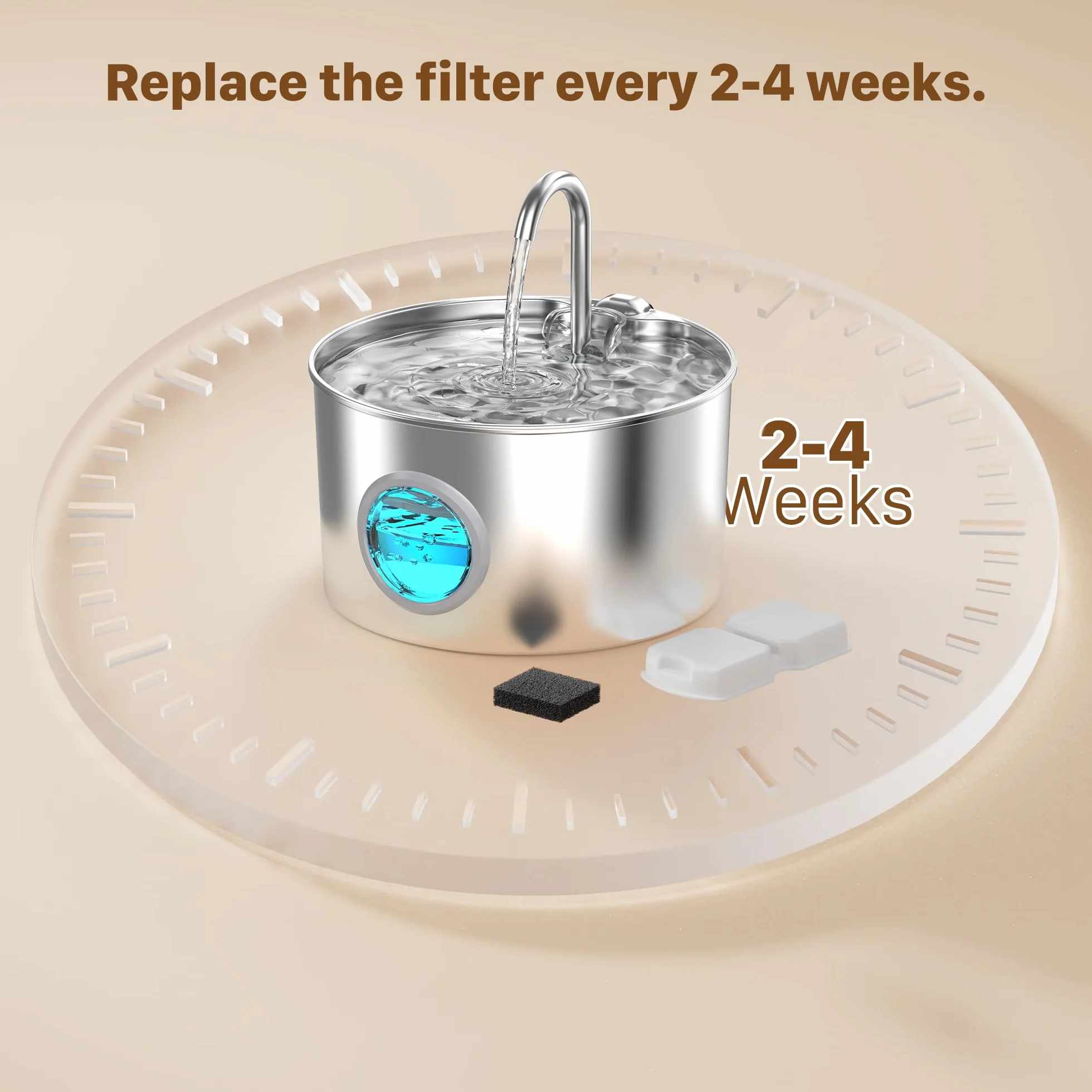 Fontanella per Gatti 12 Filtro: 6 Filtri a Carbone + 6 Filtri in Schiuma - Filtrazione Multipla - Esaltazione del Gusto - Adatto per GIOTOHUN Fontana per Gatti Acciaio Inox