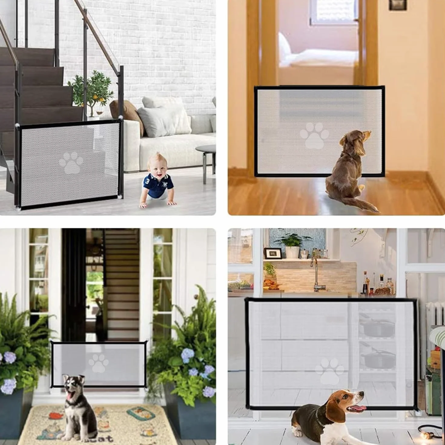 Cancelletto Cani Barriera per Cani Cancello Scale Bambini Animali Domestici 110x78 cm Nero