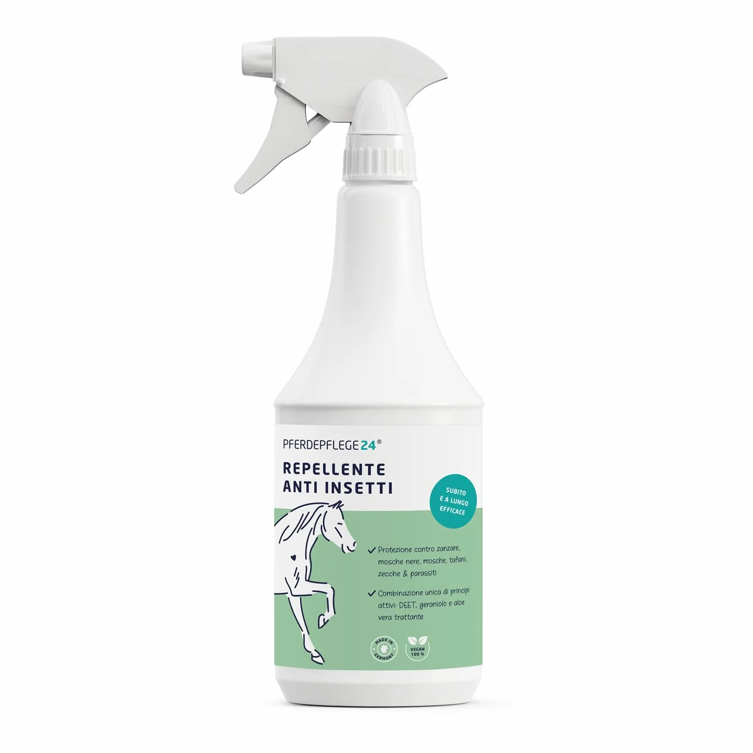 PFERDEPFLEGE24 Repellente Insetti Cavallo Spray 1l - Protezione immediata con Aloe Vera - Effetto Lunga Durata contro tafani, zanzare, mosche e zecche
