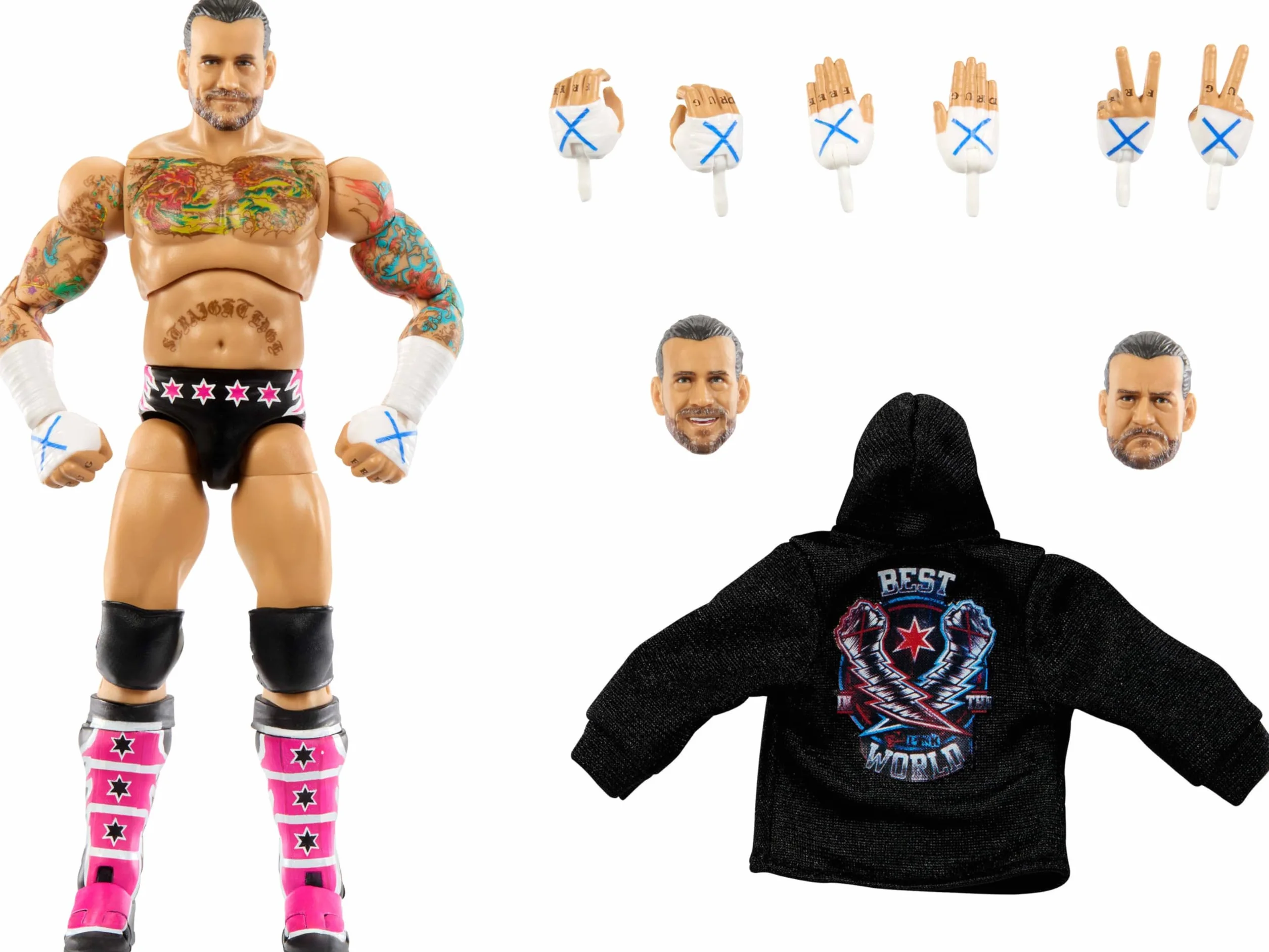 Mattel WWE CM Punk Ultimate Edizione Raccolta Serie 27 Wrestling Action Figure Giocattolo Scambiabili Teste & Braccia,30 Articolazione Punti