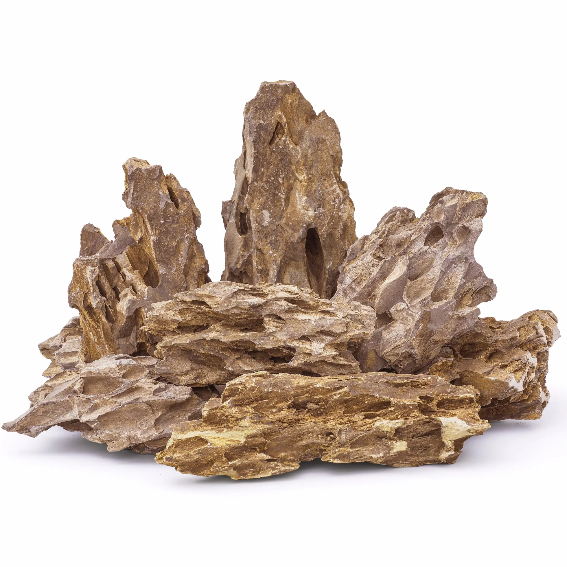 Pietra Naturale del Drago da 15,5 a 20,3 cm, 6 Pezzi per Acquario, paesaggistica, terrari, Decorazione per acquari, vivari, paludari, rettili e Anfibi