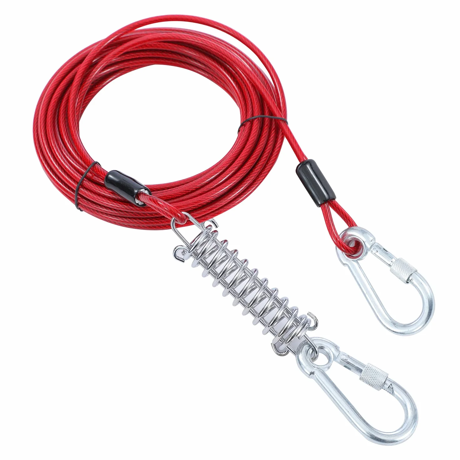 TOPWAY Cavo per Cani 10m Guinzaglio da Cortile per Cani e Picchetto Elicoidale a Terra da 42cm, per Esterni Cortile Campeggio Parco Animali Domestici, Rossa + Rossa