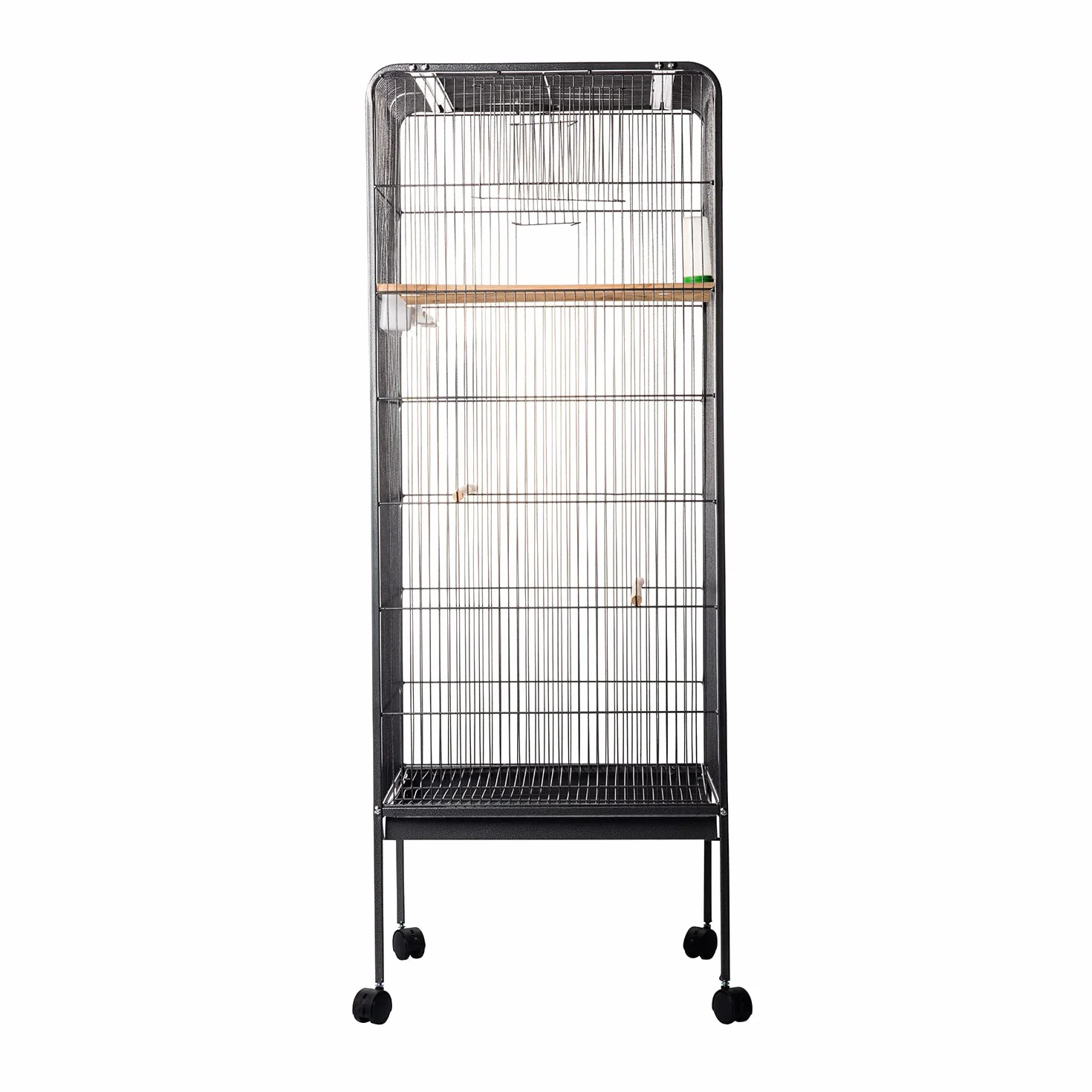 AQPET Voliera per Uccelli Canarini e Volatili, Gabbia Completa in Metallo Senza Tetto, Adatta per Interno, Dimensioni 146x54x54 cm, Colore Nero