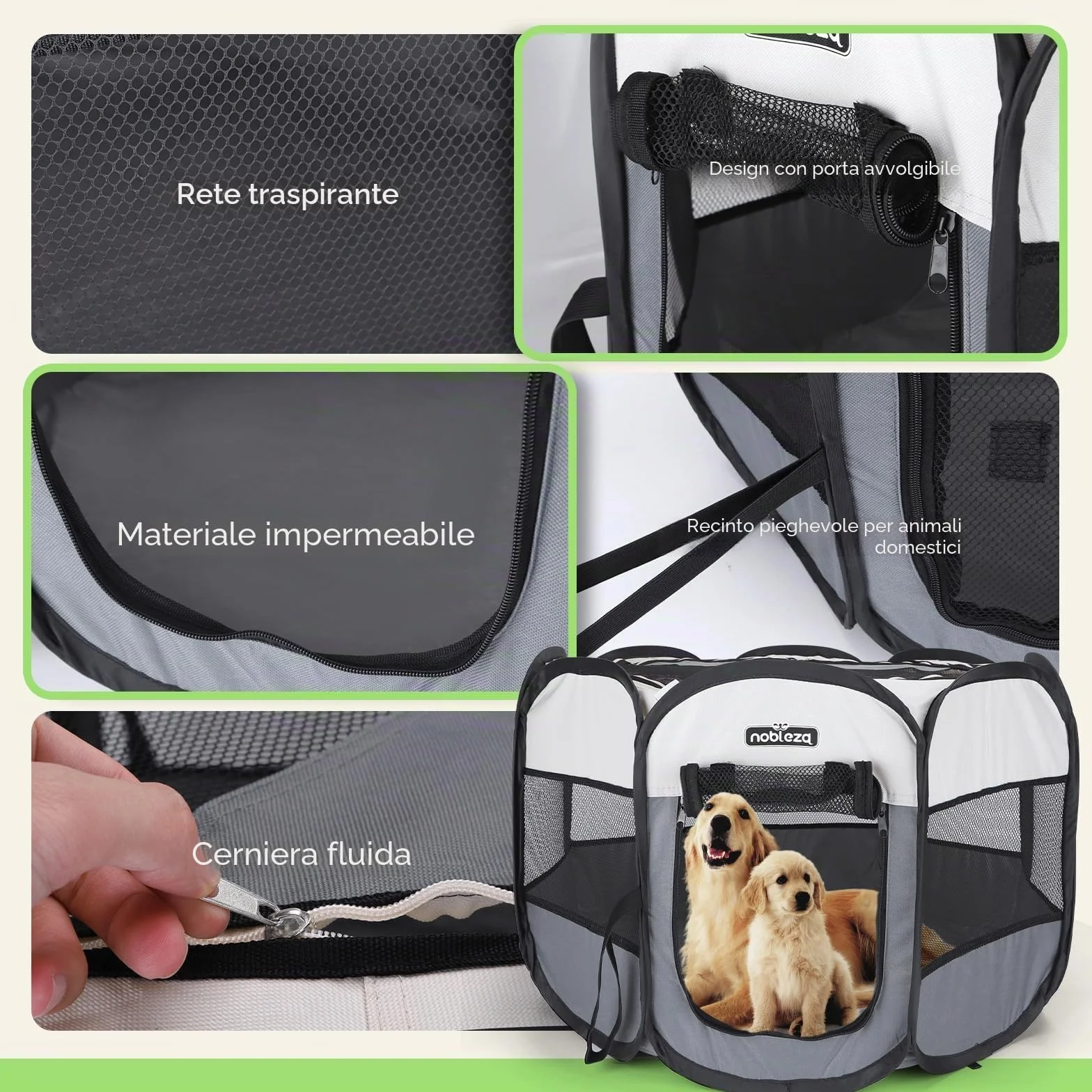 Nobleza Recinto per Cani Pieghevole in Tessuto Oxford Impermeabile 92x92x58cm per Animali Domestici