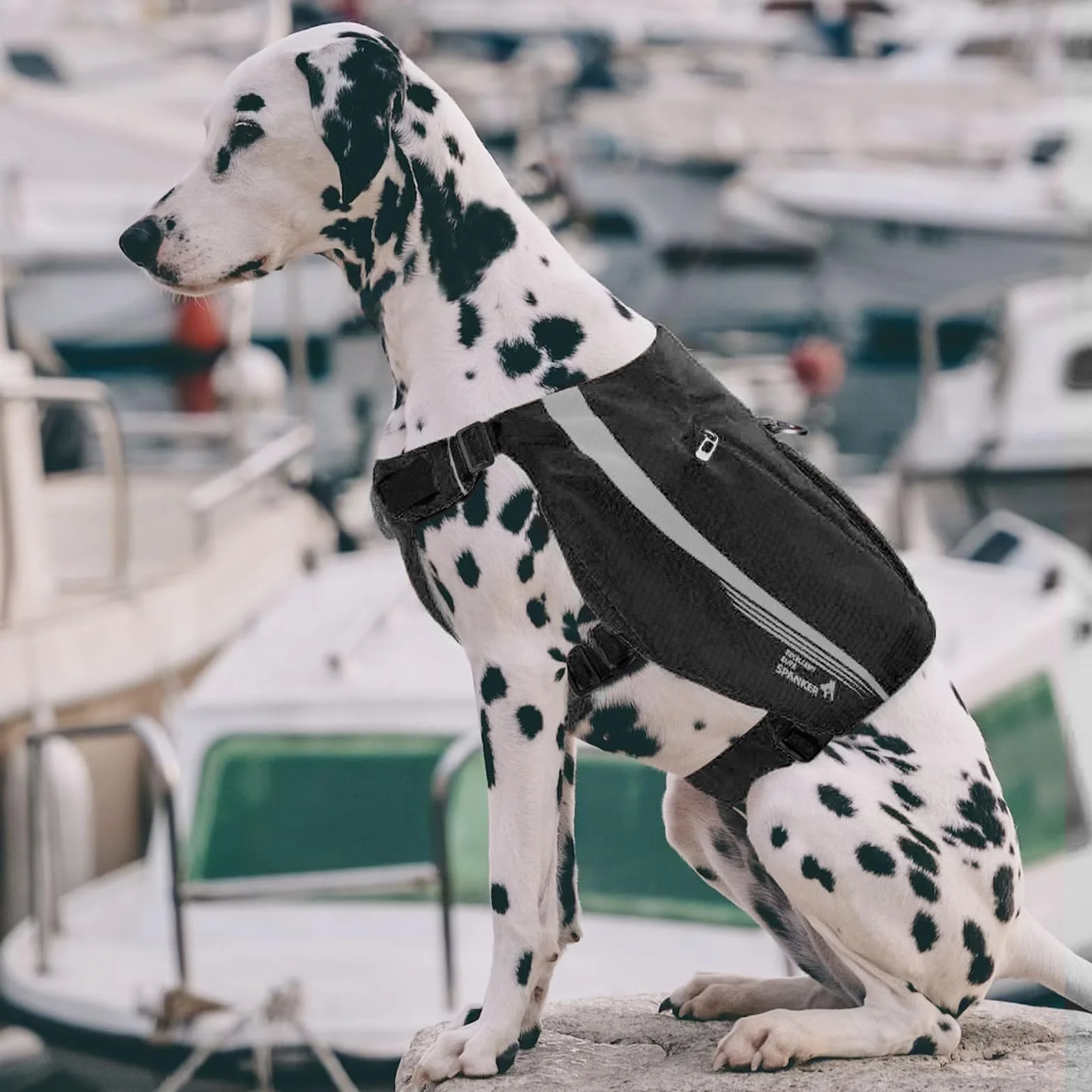 EXCELLENT ELITE SPANKER Zaino riflettente a forma di Y per cani con maniglie e tasche, senza anelli a D, leggero, attrezzatura da escursionismo per cani, caccia, viaggi.(BLK)