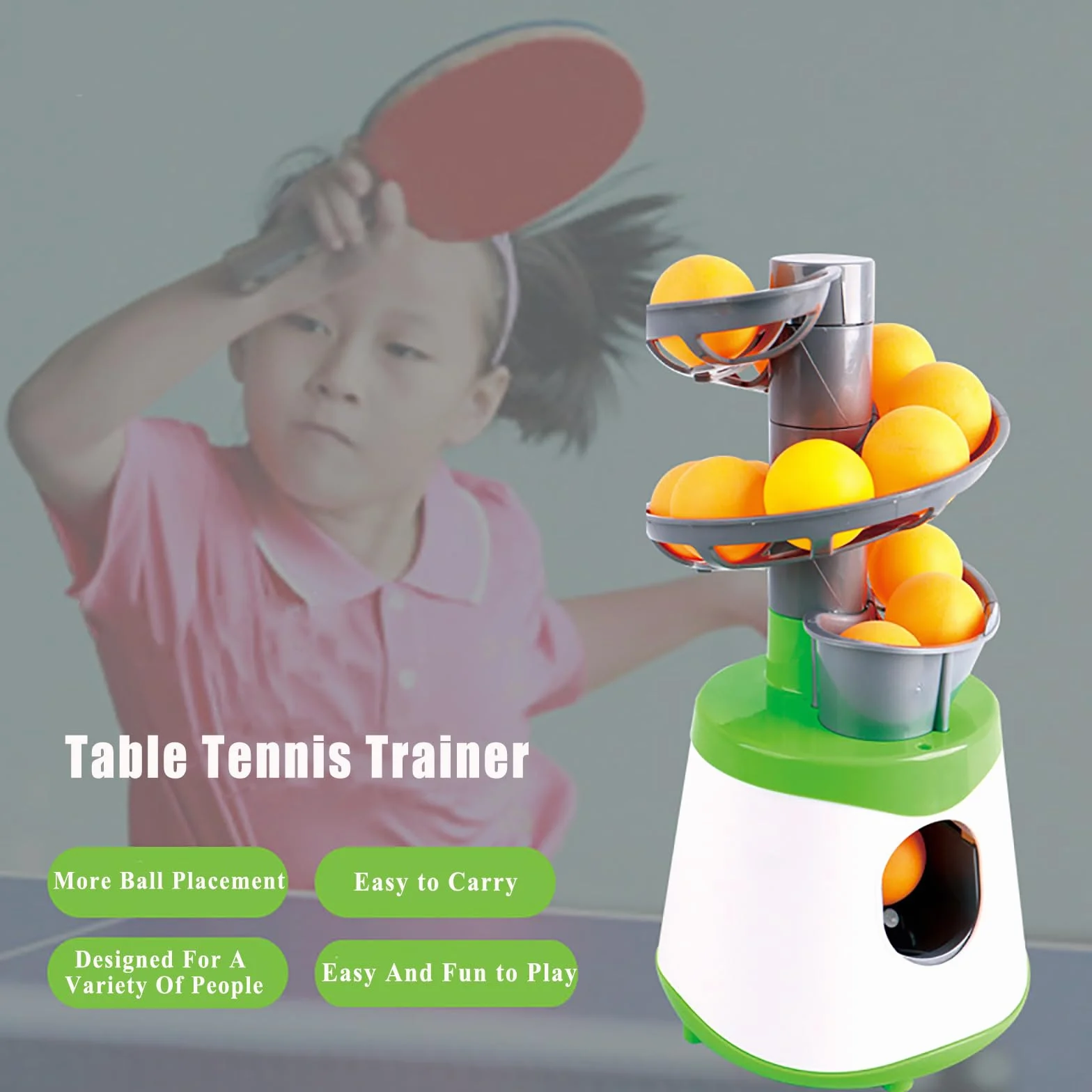 Fydun Automatic Table Tennis Ball Machine Portable Training Launcher for Kids