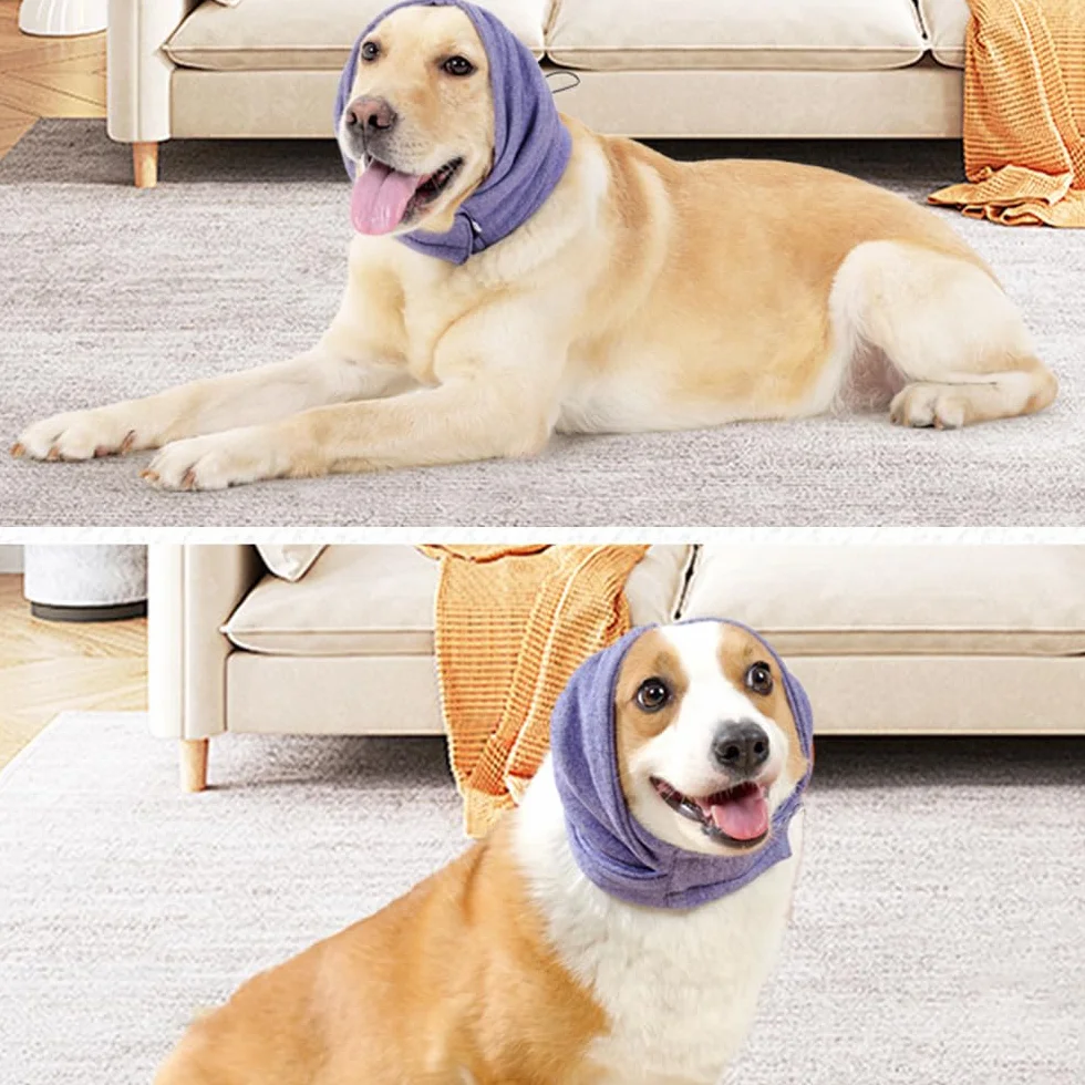 MiOYOOW Copertura per orecchie senza lembo per cani autoadesivo regolabile alleviare ansia scaldare collo