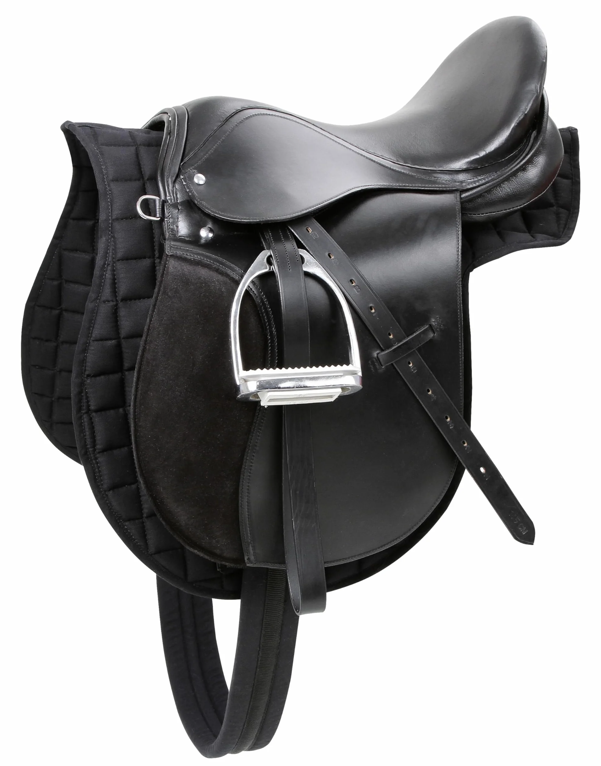 Covalliero Set Sella Haflinger, Nero, 17,5 Pollici, Larghezza Sella 34,5 cm, Lunghezza sottopancia 125 cm, Comodo, buona vestibilità, Include sottosella