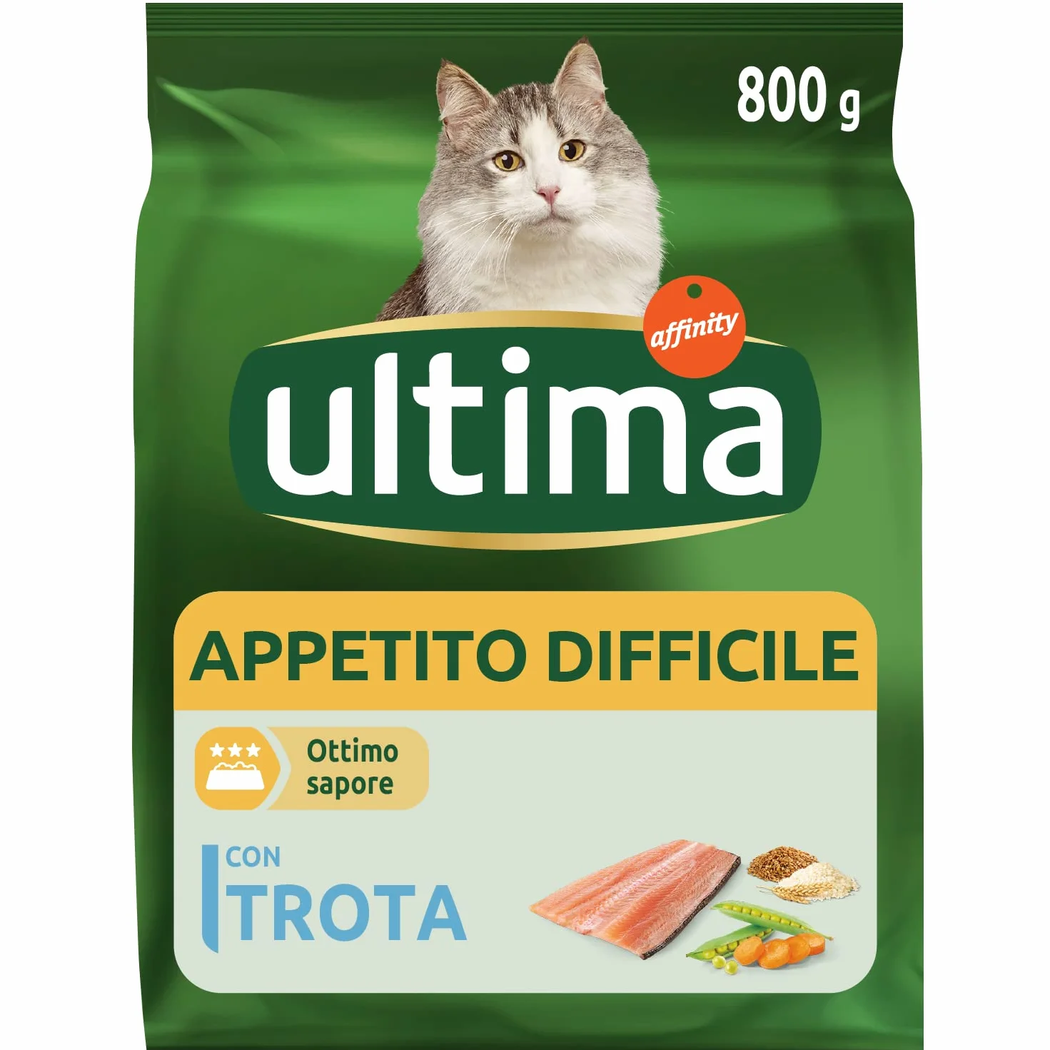 Ultima Appetito difficile Trota - Crocchette per gatti - Confezione da 8 x 800g - Totale 6,4kg