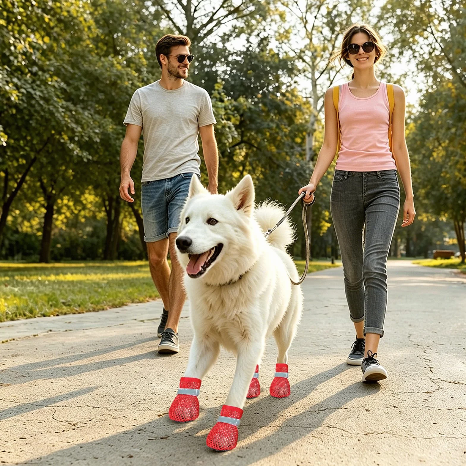 Scarpe Estive per Cani Antiscivolo Traspiranti Confortevoli Rosso