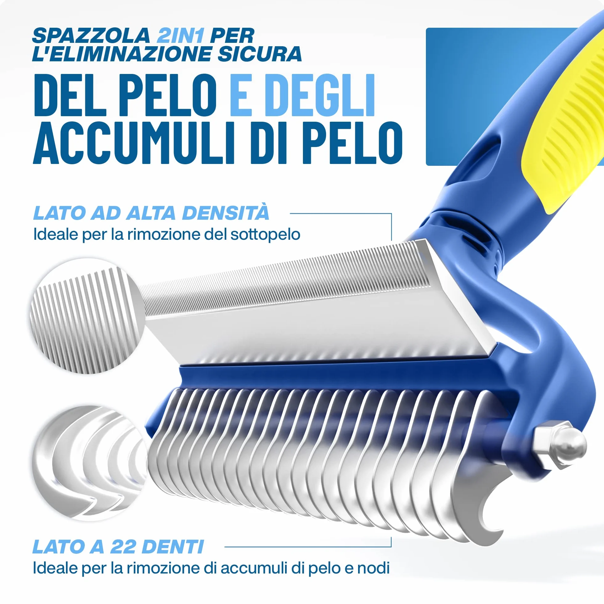 PETPROVED Spazzola per Cani Pelo Lungo Medio 2in1 Sottopelo Doppia Faccia Spazzole per Gatti