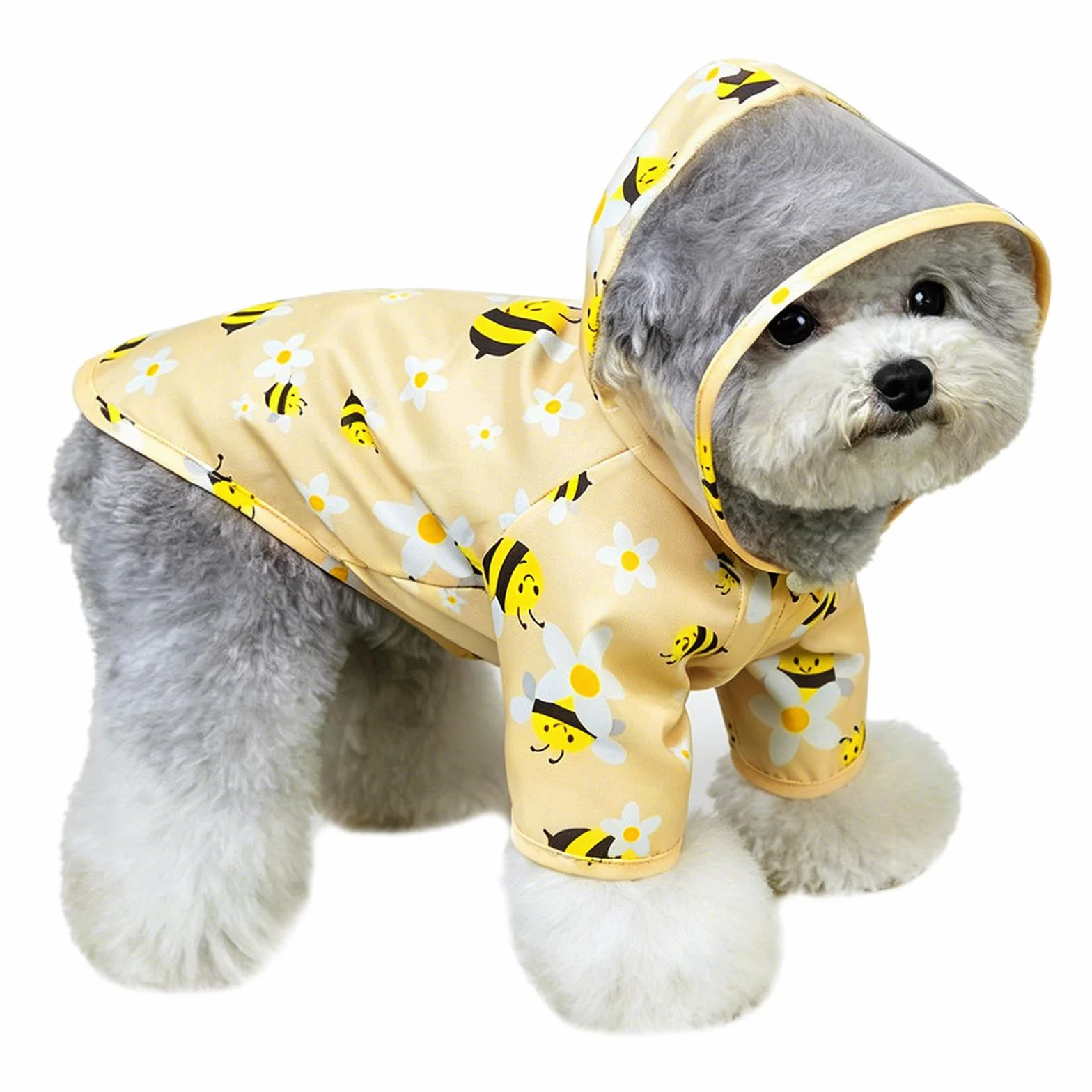 Impermeabile Cane, Impermeabile per Cani Cappotto Ape Gialla, Ultraleggero Cappotto con Cappuccio, Antipioggia Ultraleggero Cane con Tessuto Premium Idrorepellente per Cani di Piccola