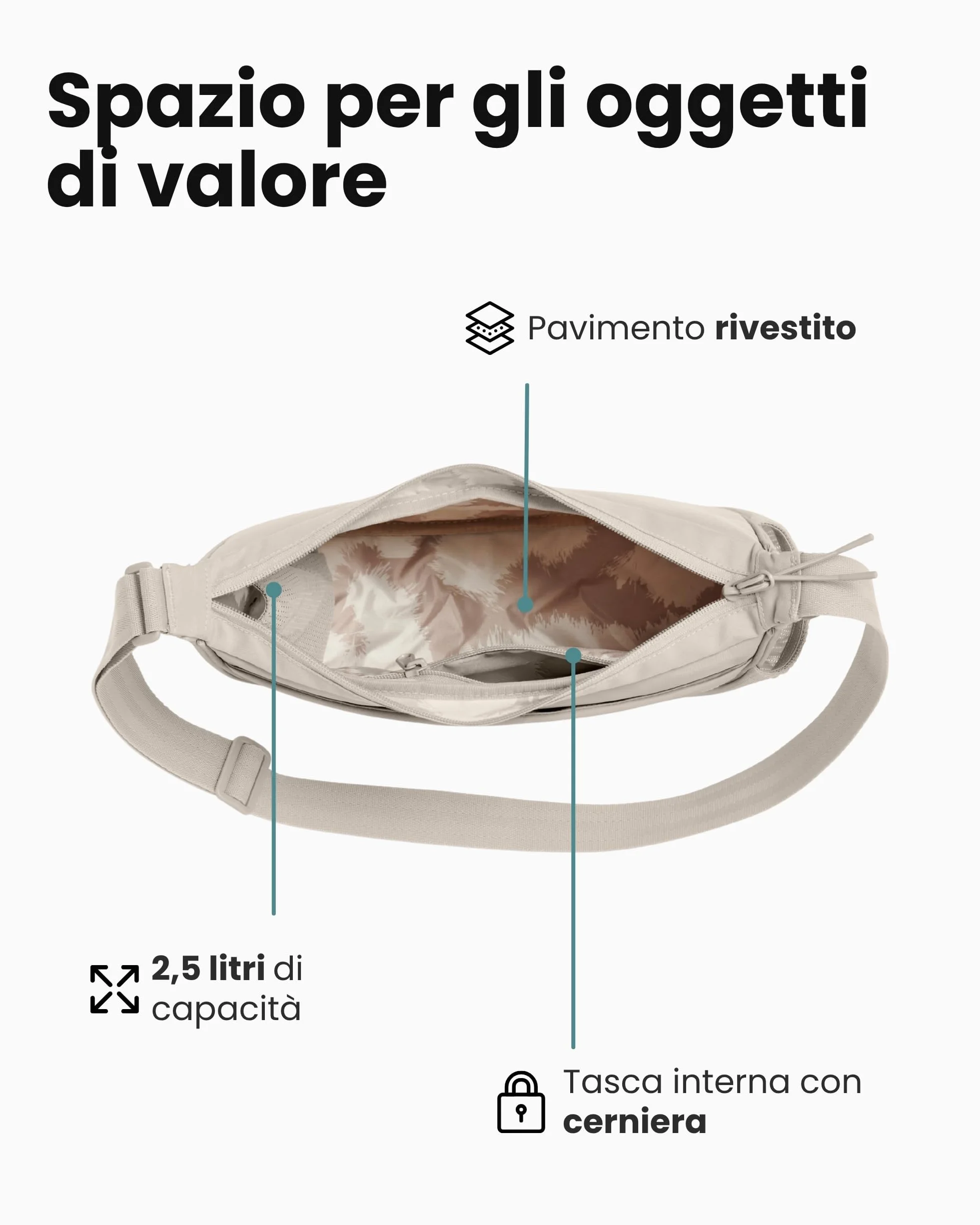 LARKSON Half Moon Bag Borsa per Cani Beige - Fiete - Sacchetti per Addestramento Cani - Tasca Porta Snack con Dispenser di Sacchetti per i Bisogni - Borsa Riflettente per Passeggiate - Idrorepellente