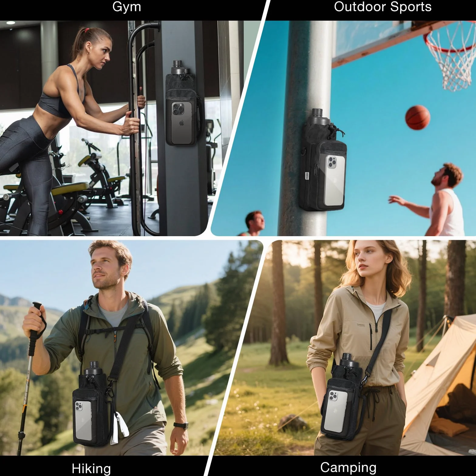 MoKo Borsa da Palestra Magnetica, Porta Borraccia con Custodia Telefono, Fitness