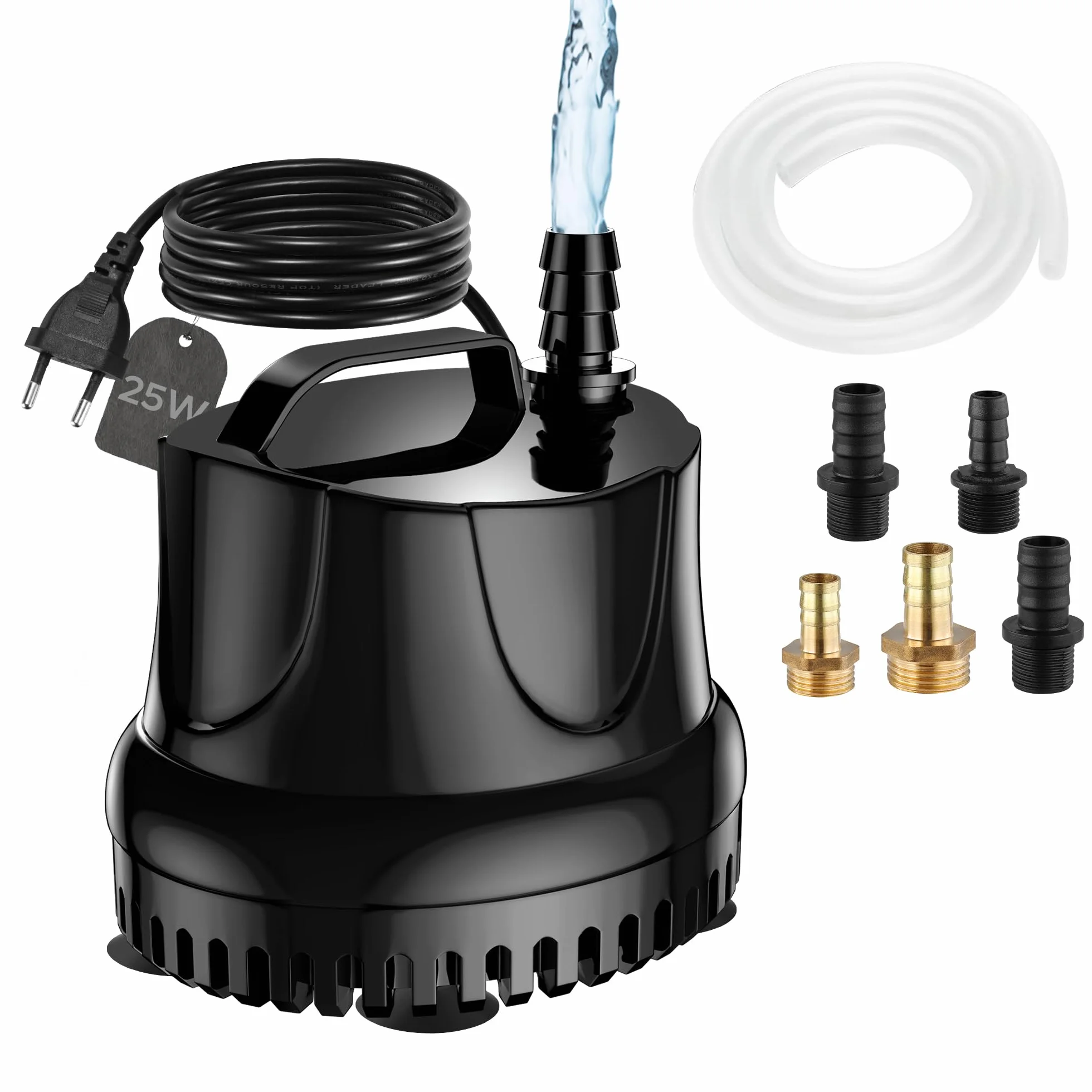 Pompa ad Acqua Sommergibile 25W 1500L/H AC220-240V con 5 Ugelli 1.5M Tubo
