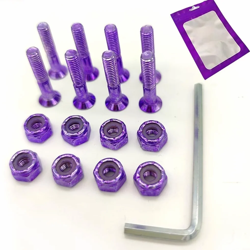 Skateboard Hardware Set 8pcs Carbon Steel Viti Dadi Chiave Viola