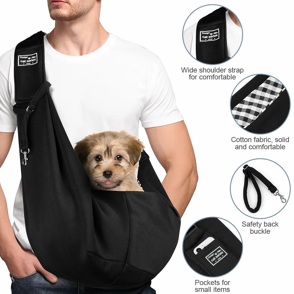 Borsa da Viaggio per Cani Regolabile Reversibile a Tracolla per Cane Gatto fino a 7.5 kg