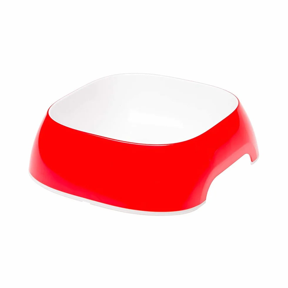 Ferplast Glam Ciotola per Gatti Ciotola per Cibo e Acqua per Gatti in plastica Antiscivolo, Facile da Pulire, 0,4 litri, Rosso