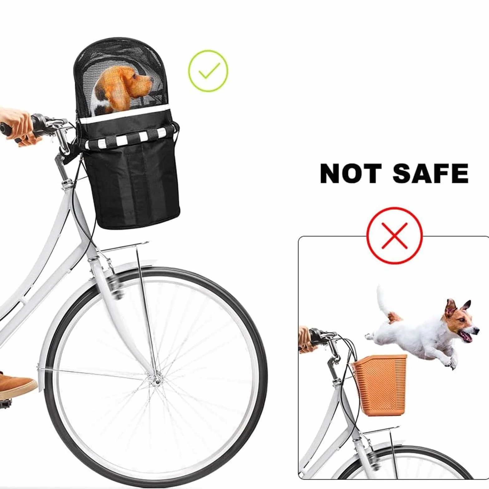 Copertura protettiva per cestino da bicicletta per animali domestici, con visibilità notturna e funzione di piegatura rapida, accessorio per cani