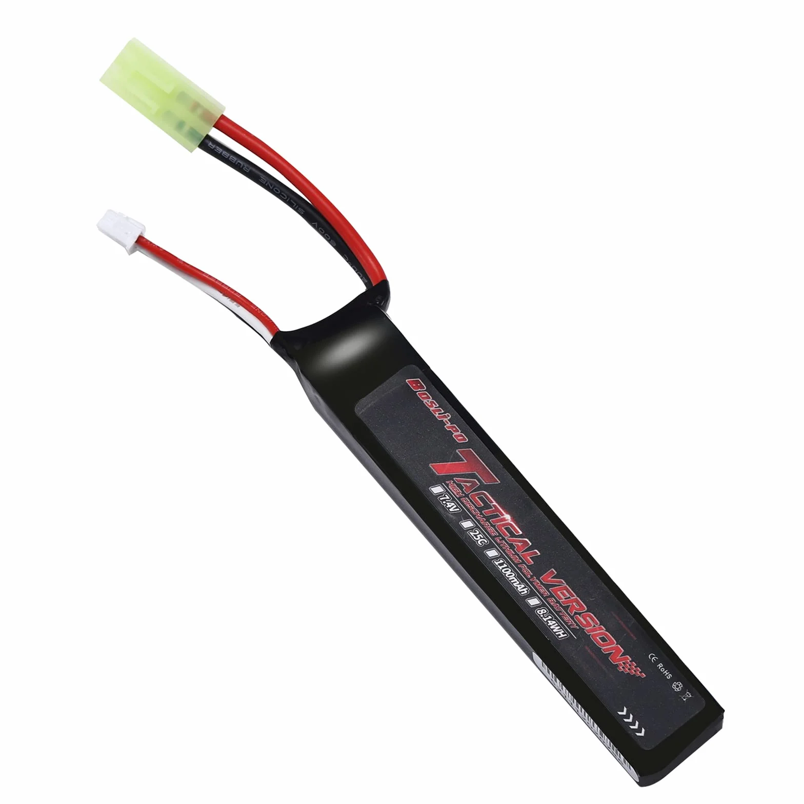 7.4V Airsoft Batteria 2S 25C 1100mAh AEG AK47 MP5 PDW M4 G36 Mini Connettore