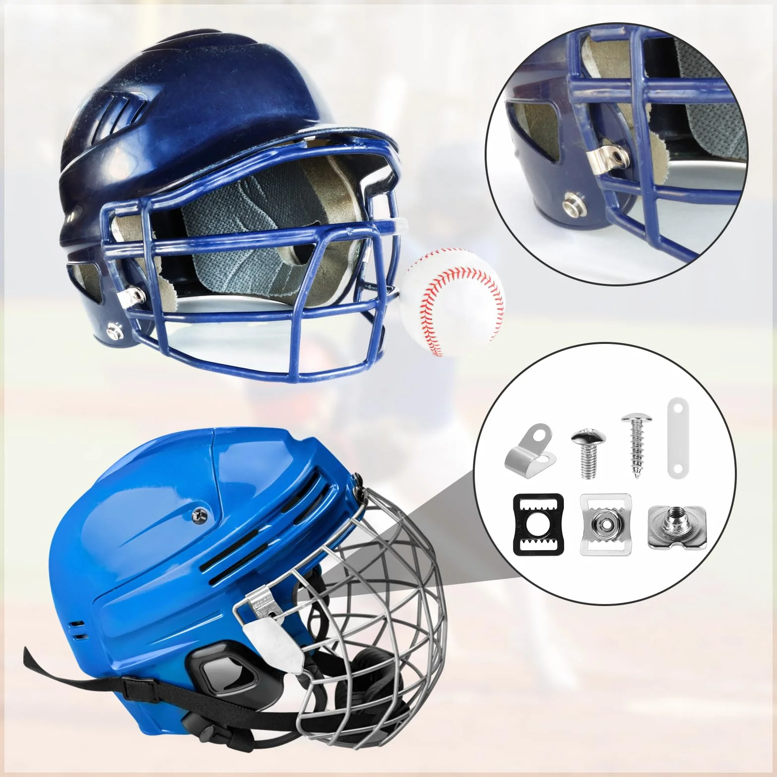 Kit Riparazione Casco Football 49 Pezzi Accessori Caschi Clip Visiera Guarnizioni Gomma Viti Cacciavite