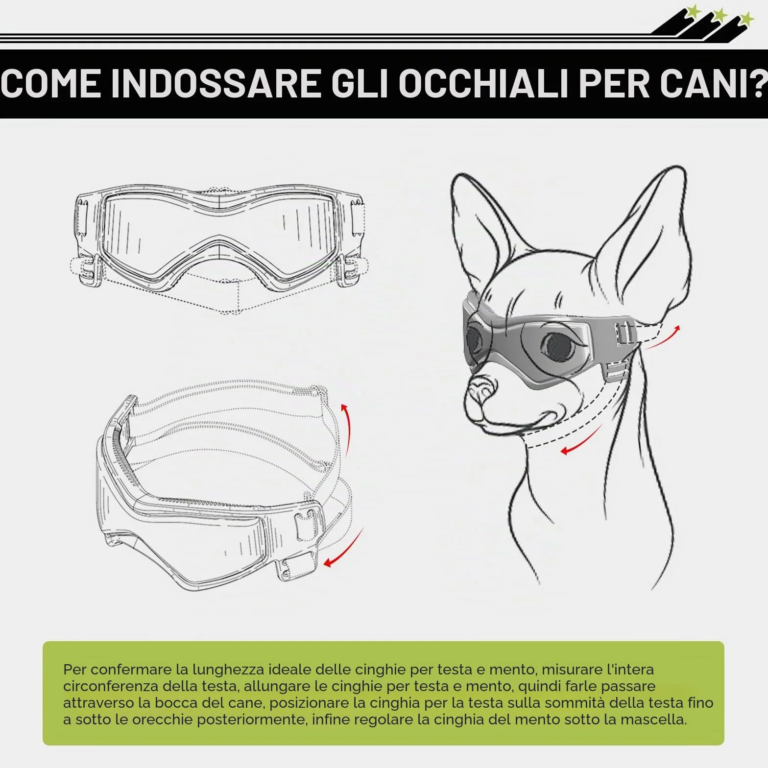 NAMSAN Occhiali anti UV per cani con casco per animali domestici, antivento, per cani di taglia piccola/media