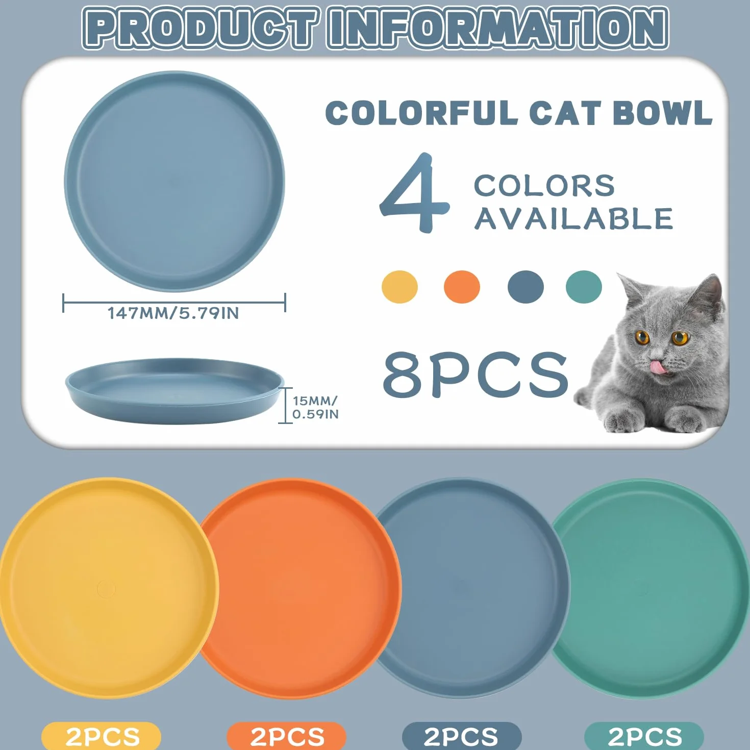 GMMG Ciotole per Gatti Ciotole Piatte per Gatti Poco Profonde Adatto a Gatti e Cuccioli (8 Pezzi)