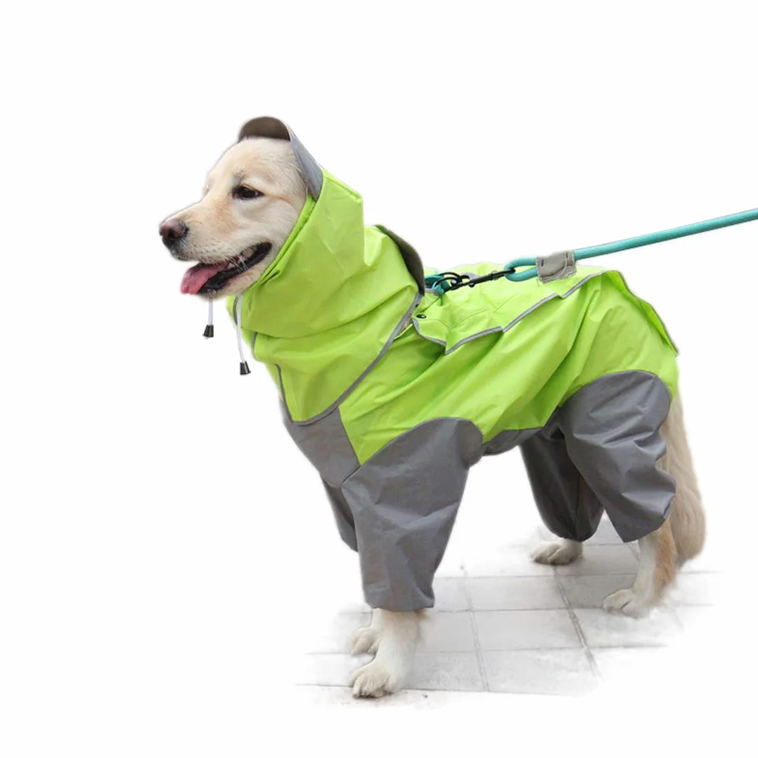 Impermeabile per Cani Cappotto Antipioggia Patchwork a 4 Gambe Giacca con Cappuccio Rimovibile, per Cane di Taglia Piccolo Media e Grande Poncho Animali (18#, verde)