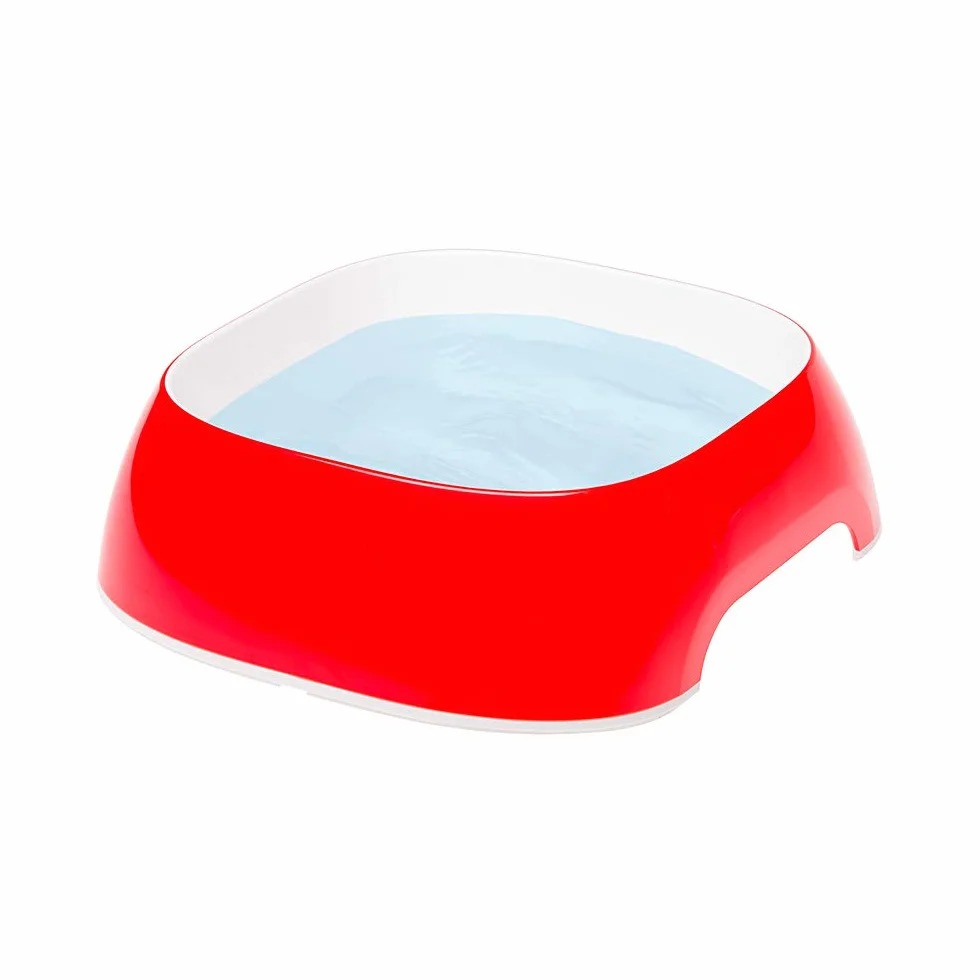 Ferplast Glam Ciotola per Gatti Ciotola per Cibo e Acqua per Gatti in plastica Antiscivolo, Facile da Pulire, 0,4 litri, Rosso